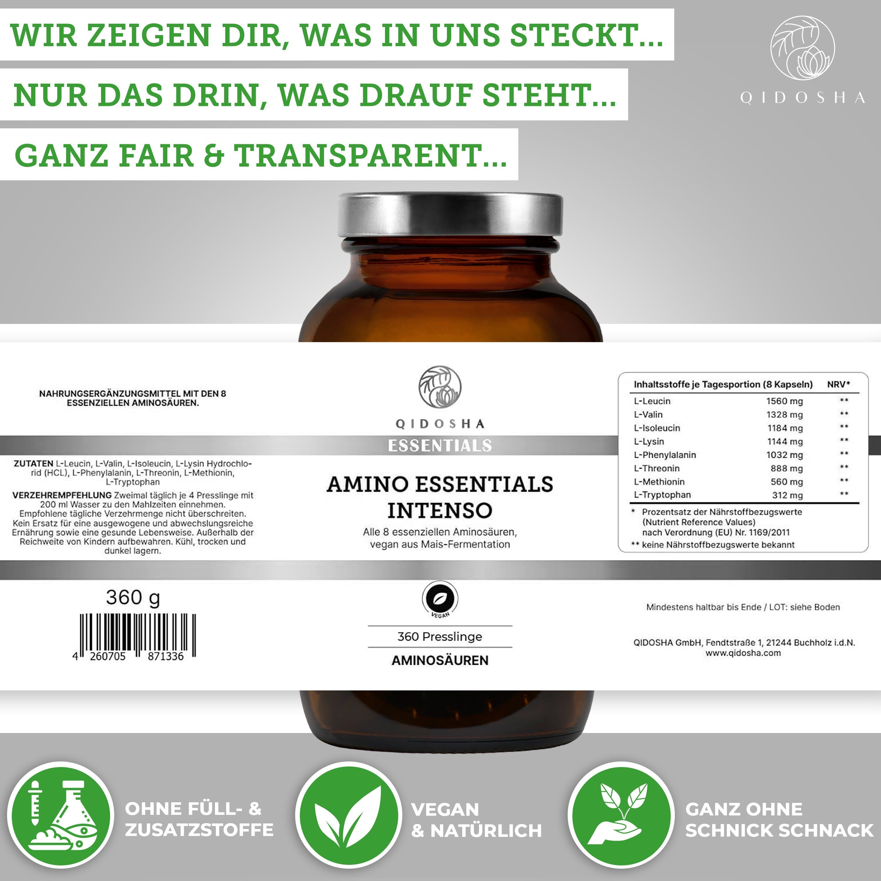 QIDOSHA Amino Essentials Intenso - Aminosäuren Komplex (Presslinge)