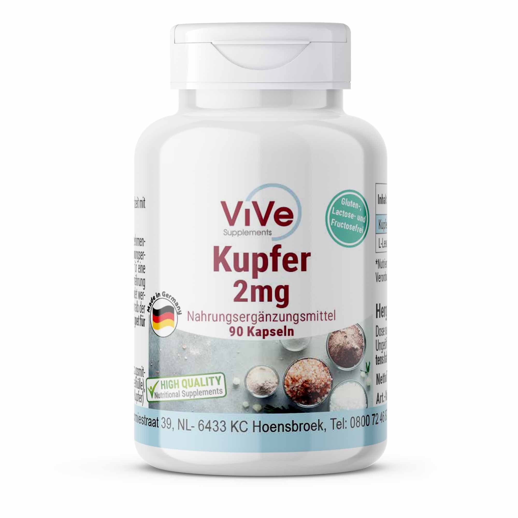 Vive Supplements | Kupfer 2mg - Schluckfreundlich 90 St