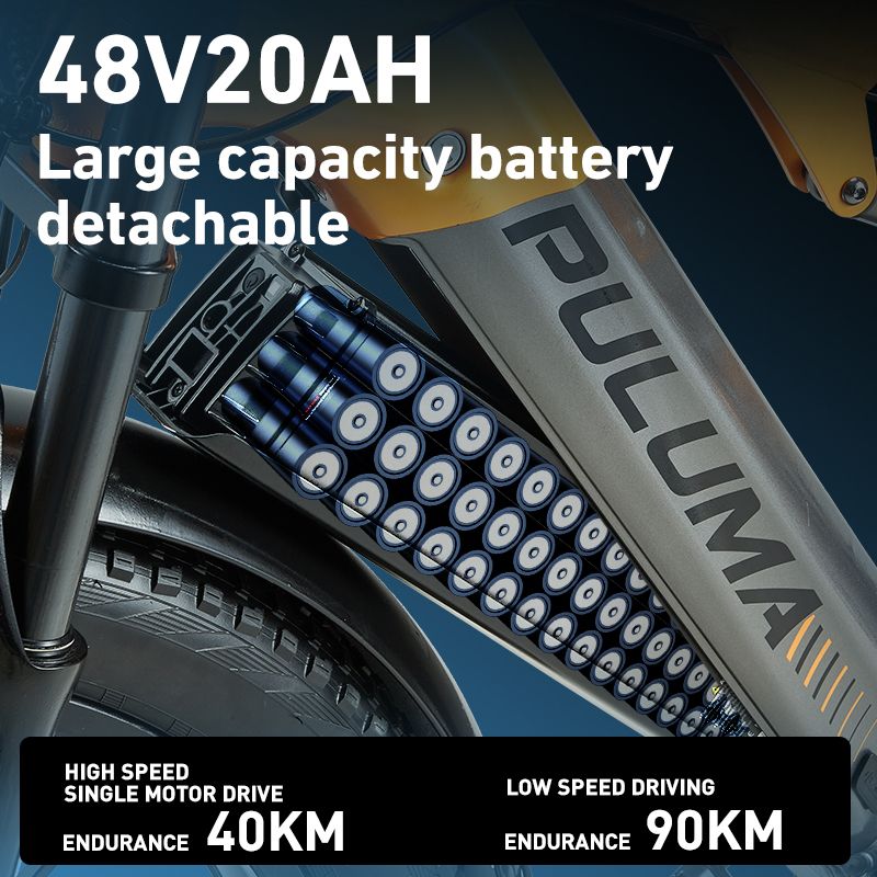 Elektrofahrrad-Akku mit 48V 20AH. Große Kapazität, abnehmbar. Anzeige von Reichweite bei hoher und niedriger Geschwindigkeit.