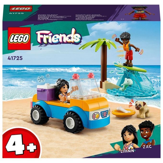 LEGO Friends 41725 Divertimento sul Beach Buggy con Macchina Giocattolo, Surf, Mini Bamboline, Delf