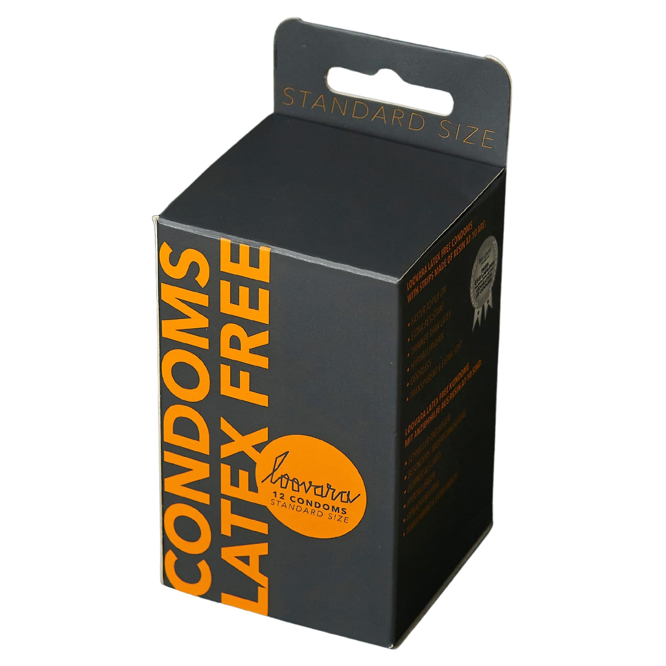 Verpackung Loovara Kondome Latexfrei, 12 Stück, Standardgröße.