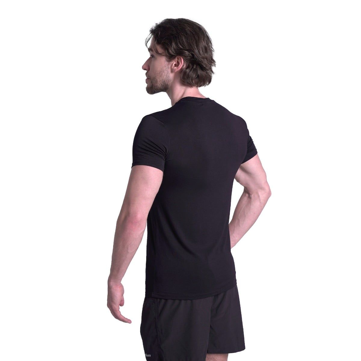 GymBeam T-Shirt Herren regular mit Kurzarm aus Viskose-Elastan-Mix in Schwarz