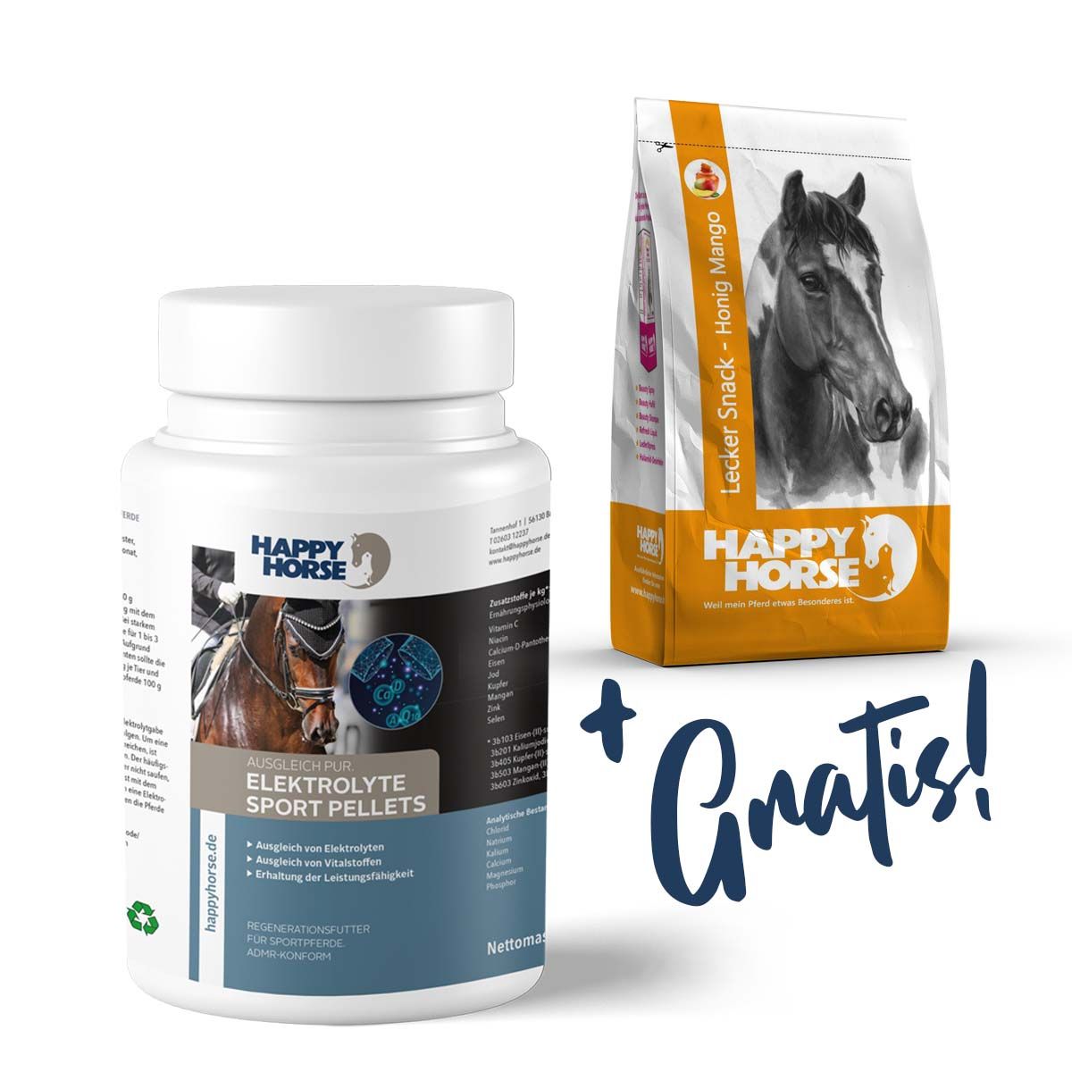 Happy Horse Elektrolyte Sport Pellets +  Lecker Snack Honig Mango Gratis!