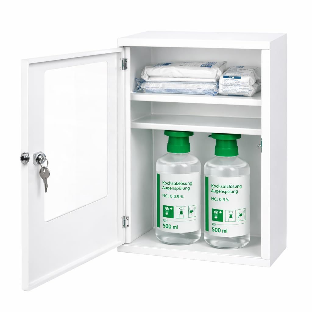 FAP First Aid Products Augenspülschrank inkl. DIN 13157 Set - 2x NaCl 500ml