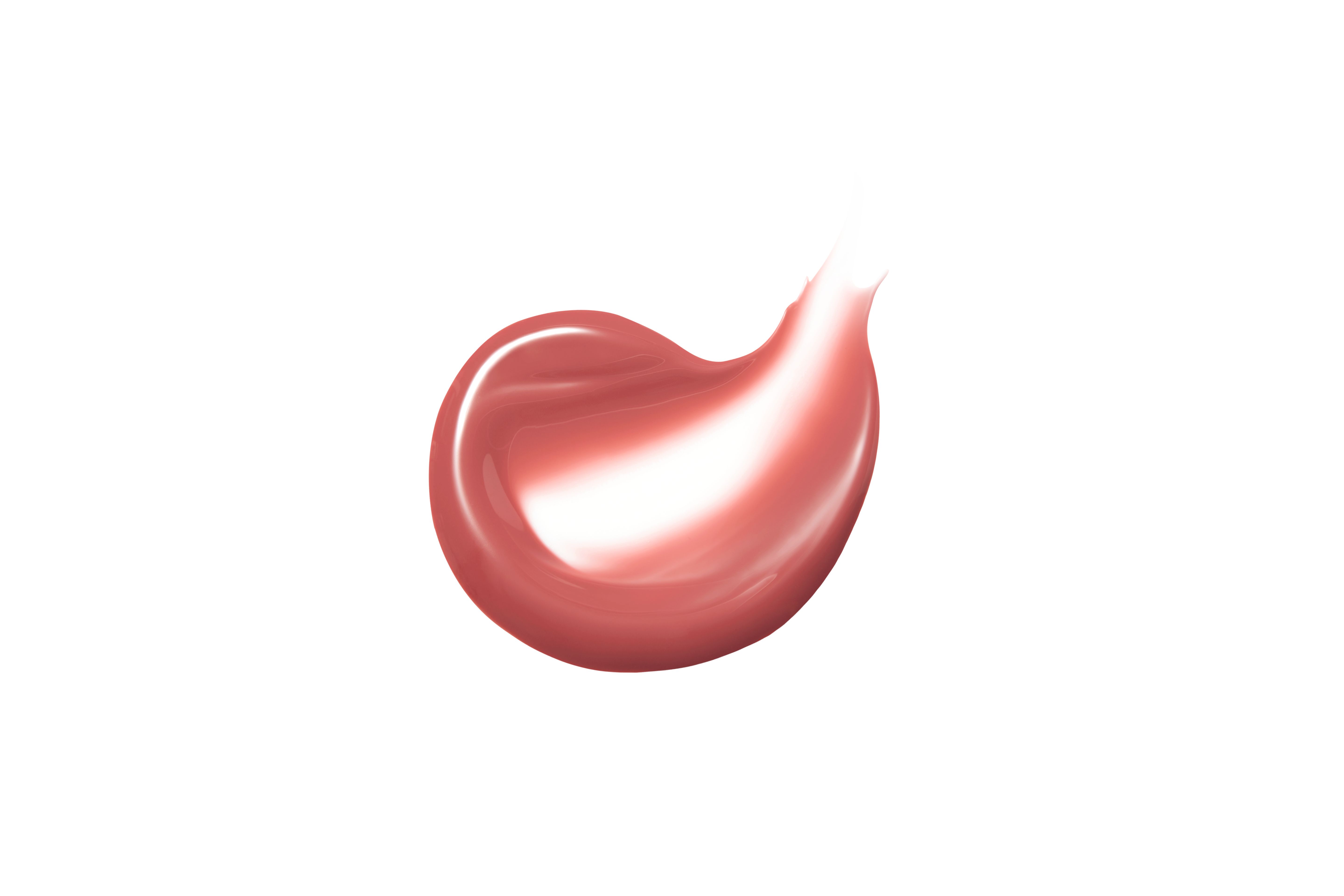 Rosafarbener Lippen-Tönungsmittel-Abstrich auf weißem Hintergrund. Glänzende Textur.
