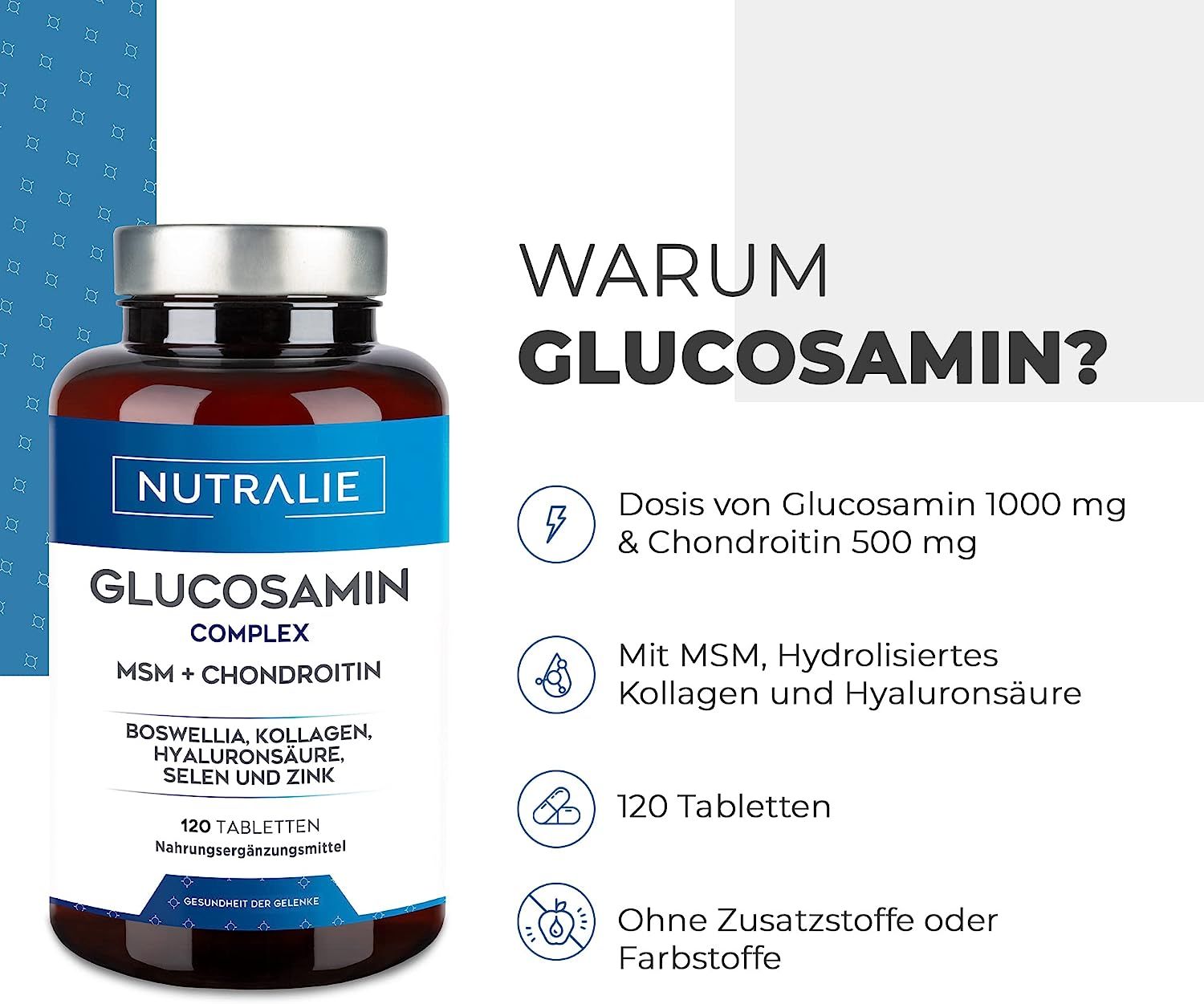 Nutralie Glucosamin & Chondroitin Hochdosiert mit MSM und Kollagen