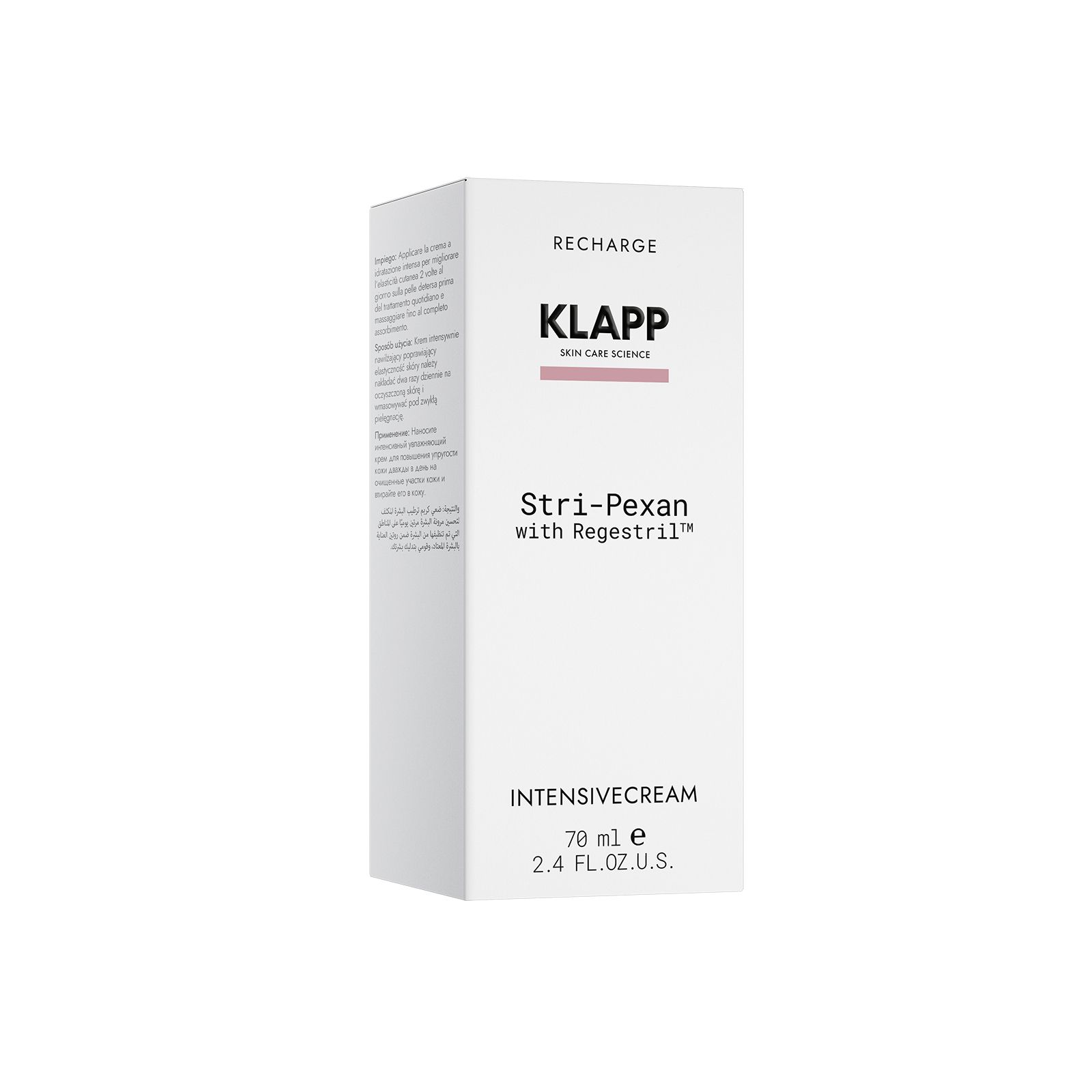 Weiße Verpackung mit Klapp-Logo und Schriftzug Stri-Pexan Intensivecream. Volumenangabe 70 ml.