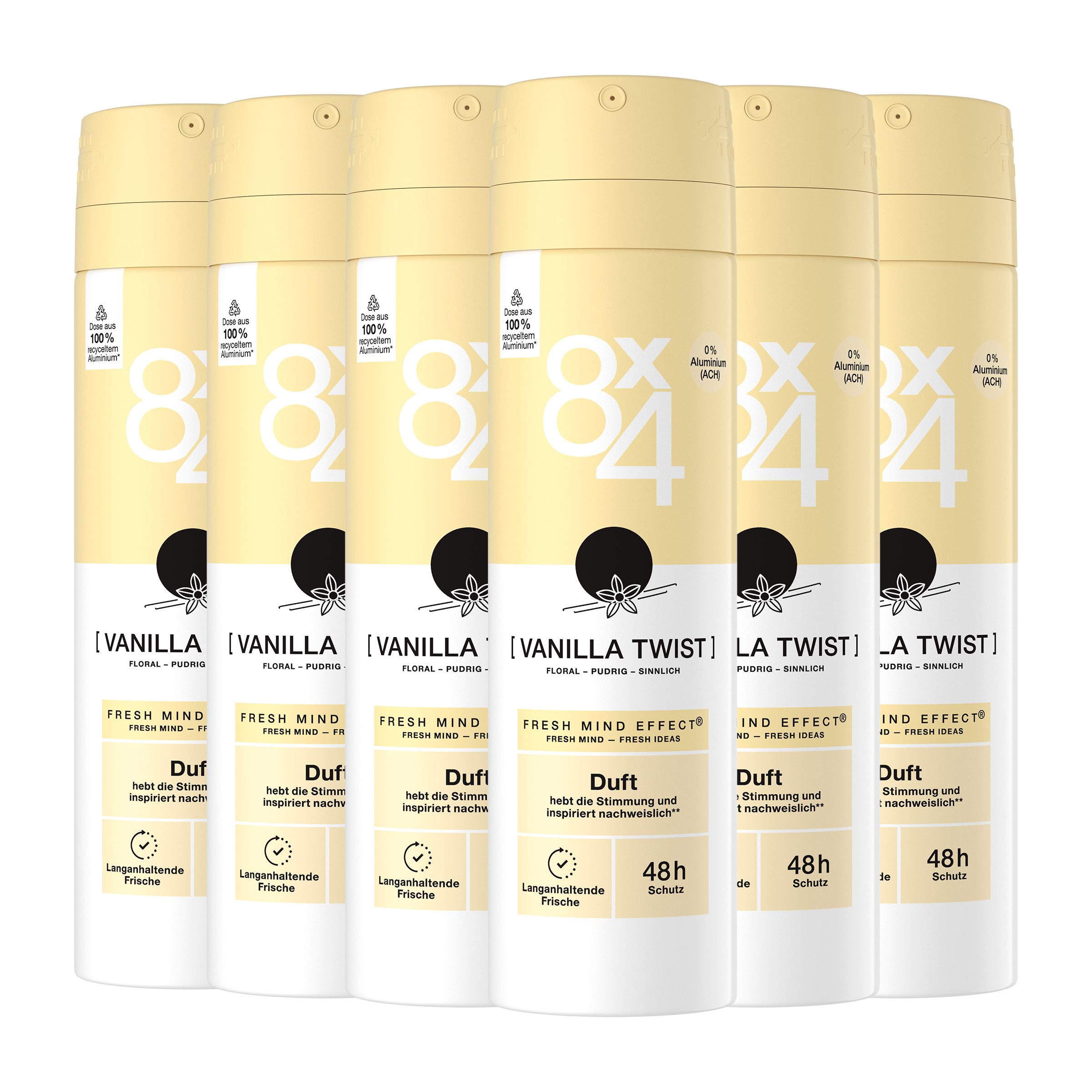 8x4 Deo Spray Vanilla Twist Fresh Mind Effect® und 48h Schutz