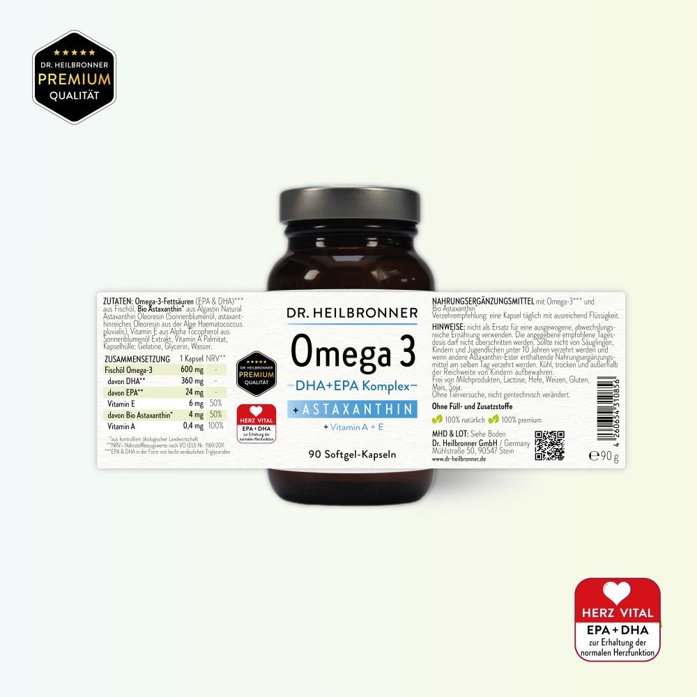 OMEGA 3 + Astaxanthin + Vitamin A + E Kapseln