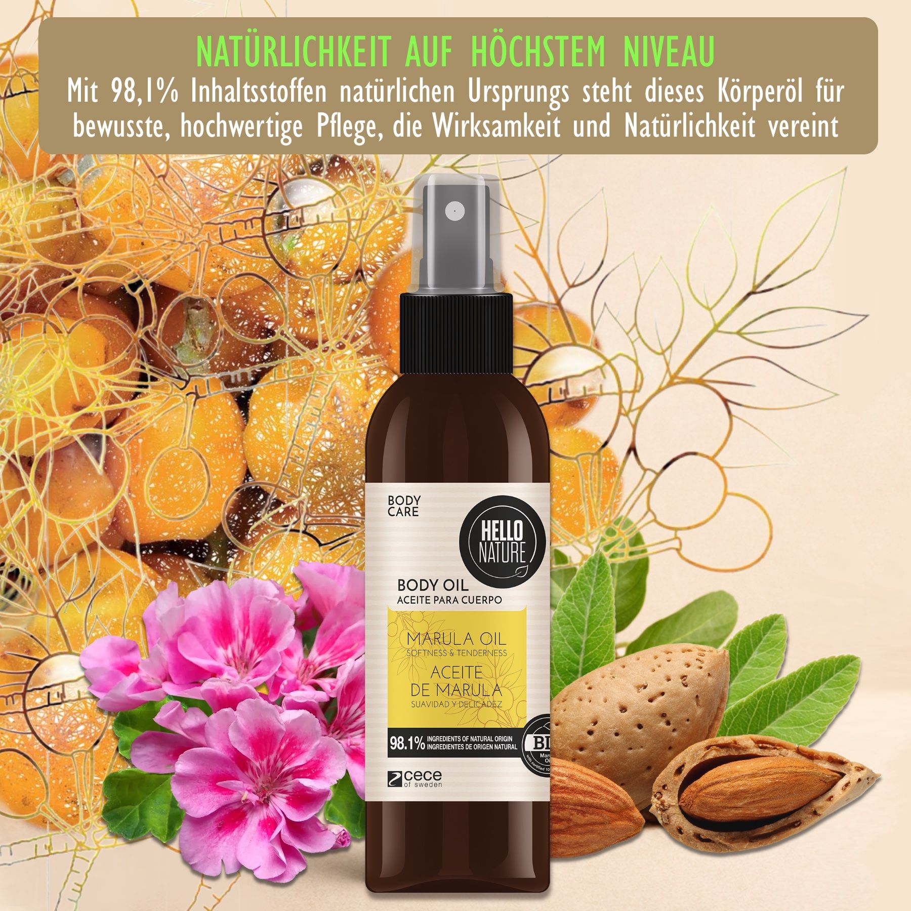 Hello Nature Körperöl mit Marula Öl für Körperpflege