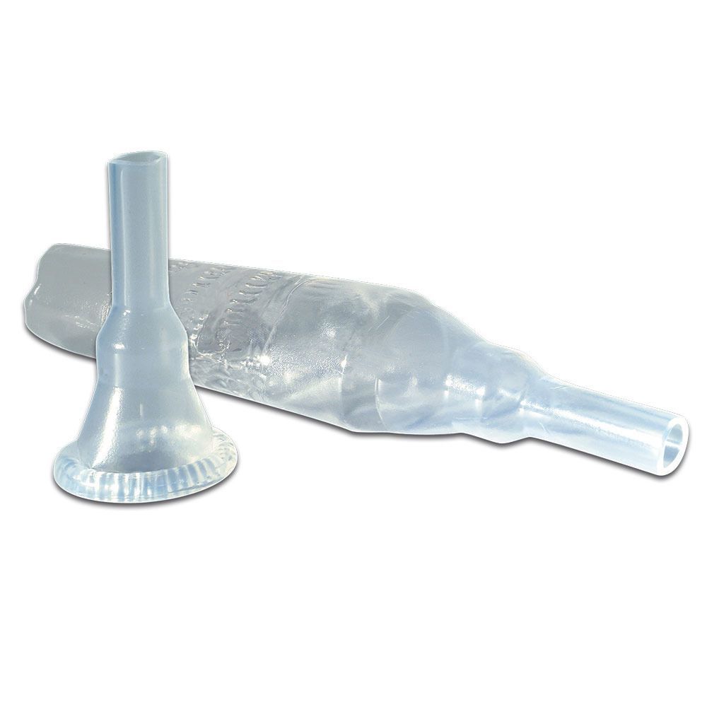 Urin-Auffangsystem. Transparentes Material. Konische Form mit integriertem Anschluss. Einzeln verpackt.