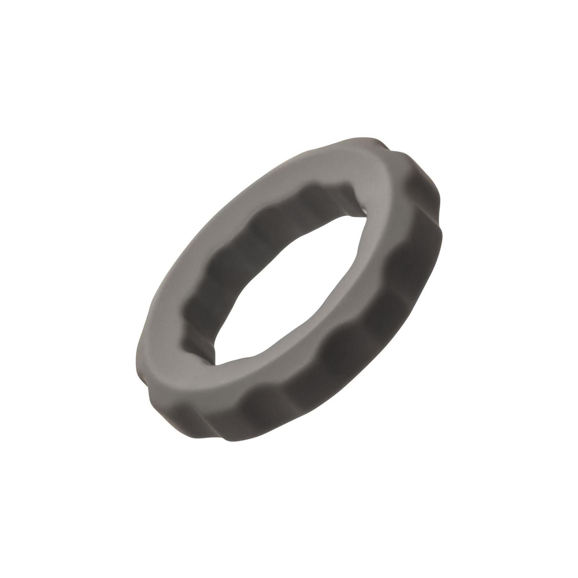 Grauer Ring mit gewellter Oberfläche. Wellness-Produkt.