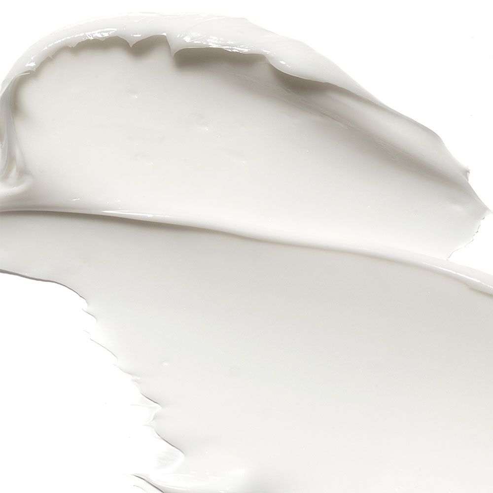 Nahaufnahme von weißer Creme. Zwei cremige Streifen.