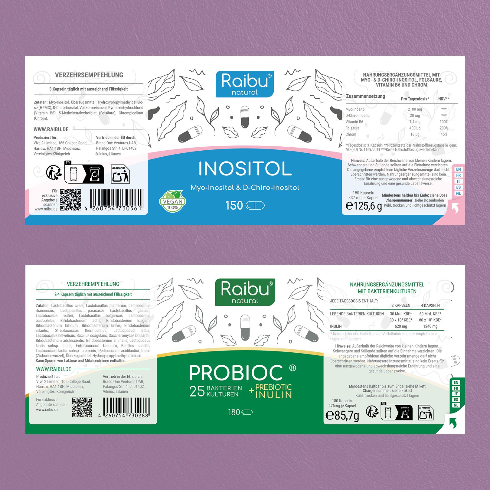 RAIBU Hormonbalance & Darmgesundheit Duo – Inositol + Probioc Kulturen Komplex