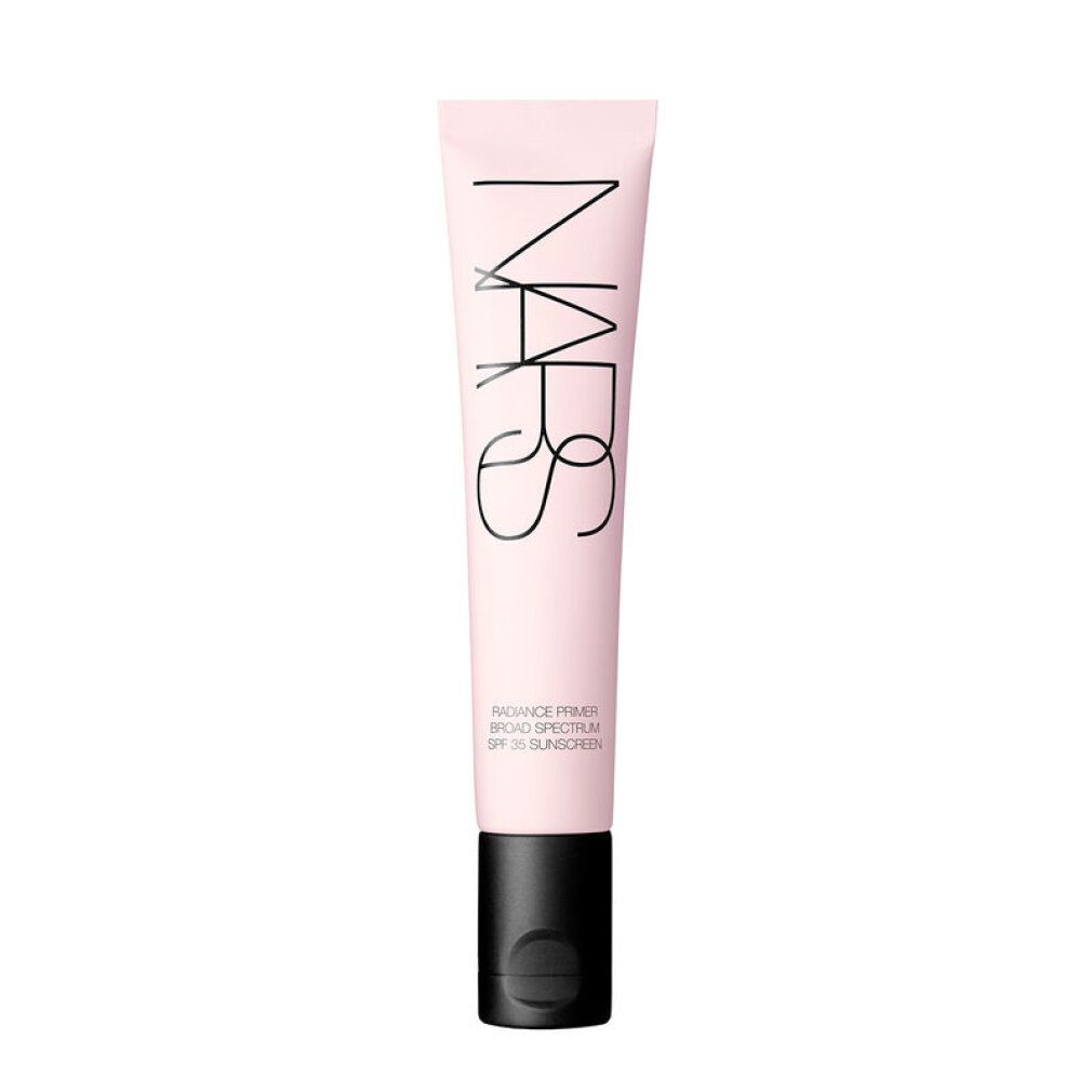 Rosa Tube mit schwarzem Deckel. Aufschrift NARS. Text: Radiance Primer Broad Spectrum SPF 35 Sunscreen.