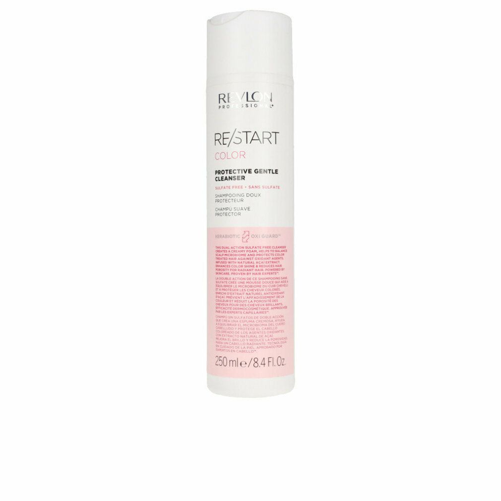 Weiß-rosa Flasche mit Produktbezeichnung und Text. Enthält 250 ml. Marke Revlon.