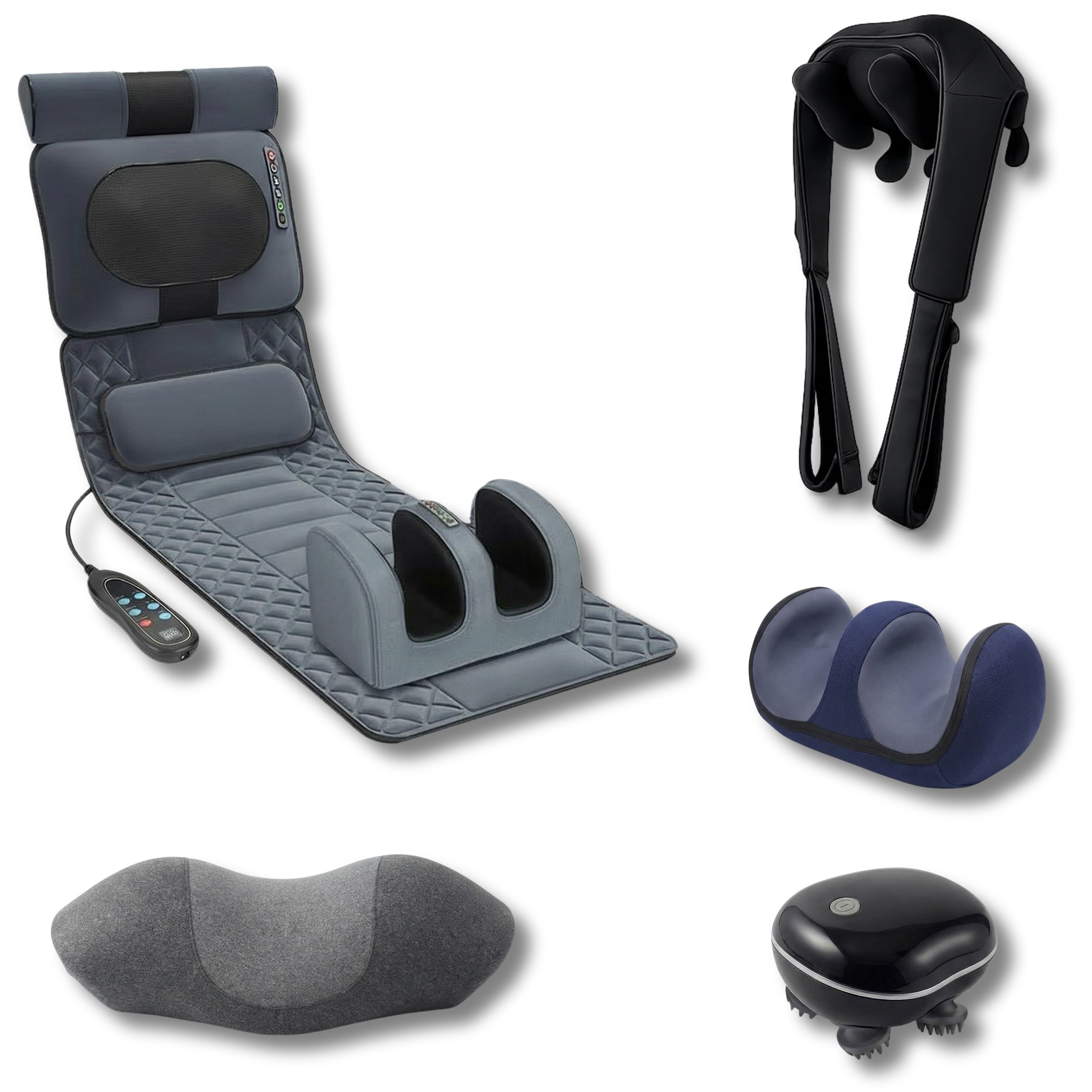 Regenerations-Massagebox – Massagematte, Shiatsu, Zervikalkissen, Therapiekissen & 3D-Massager 100x100 cm