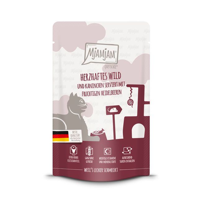 MjAMjAM - Quetschie herzhaftes Wild & Kaninchen mit fruchtigen Heidelbeeren