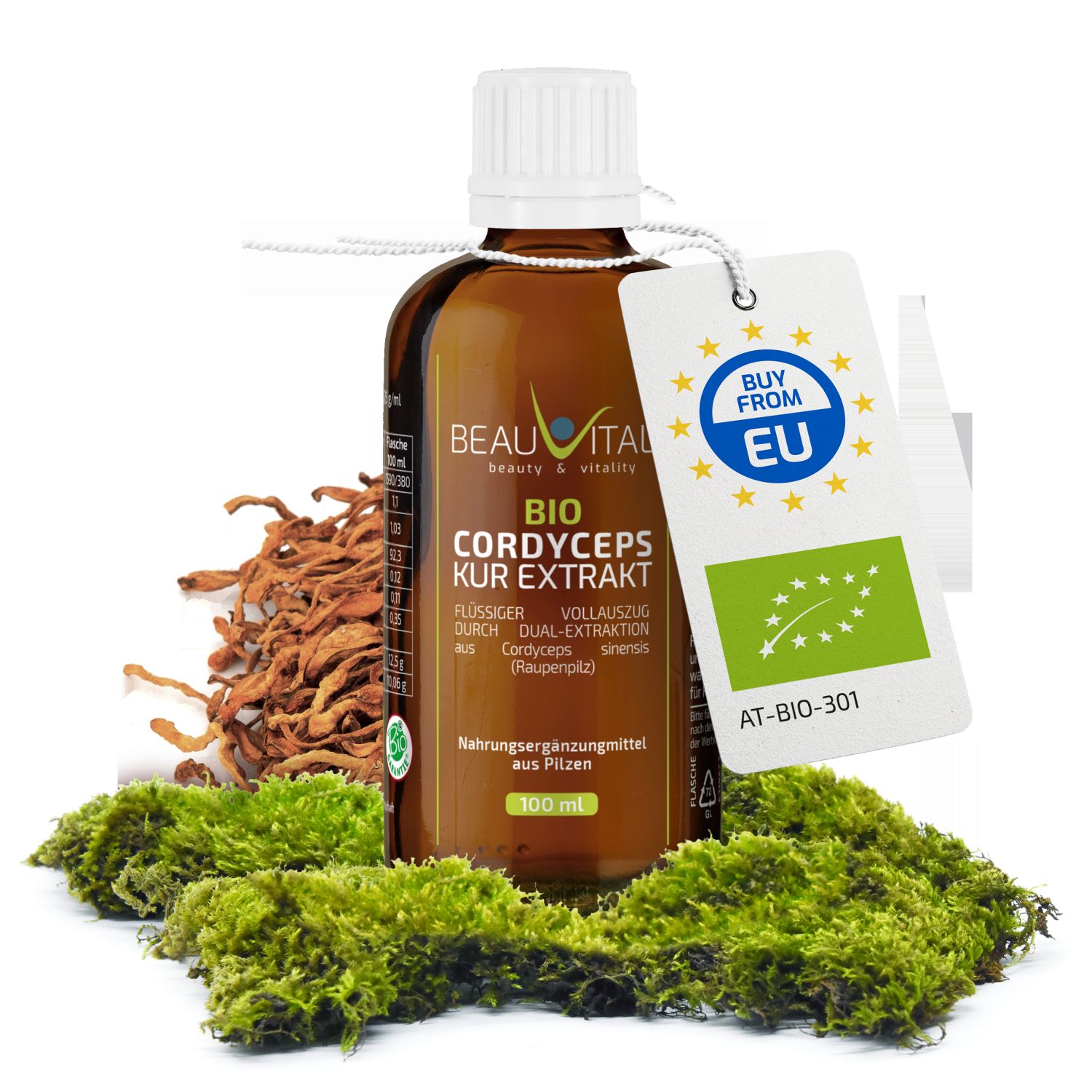 BEAUVITAL® Bio Cordyceps Kurextrakt | Flüssiger Vollauszug durch Dual-Extraktion