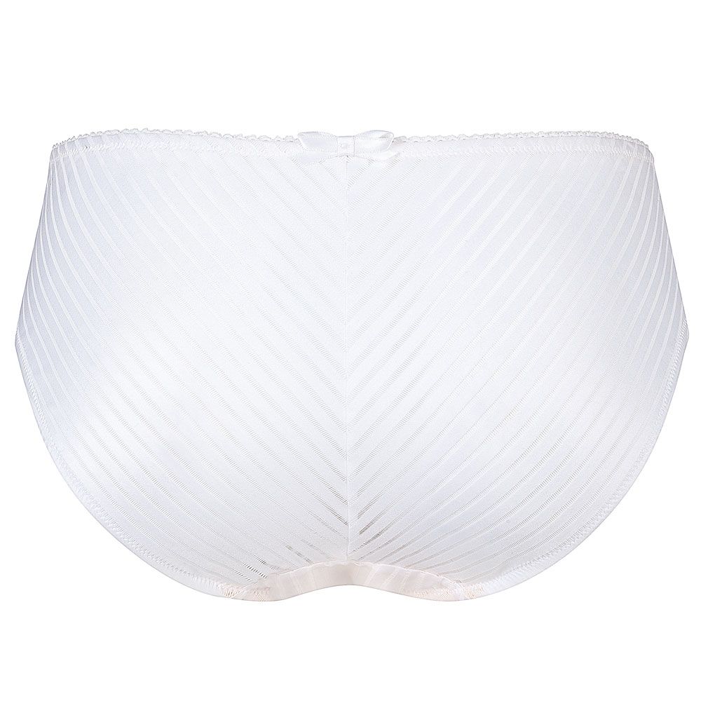 Weißer Slip mit diagonalem Streifenmuster. Ansicht von hinten.