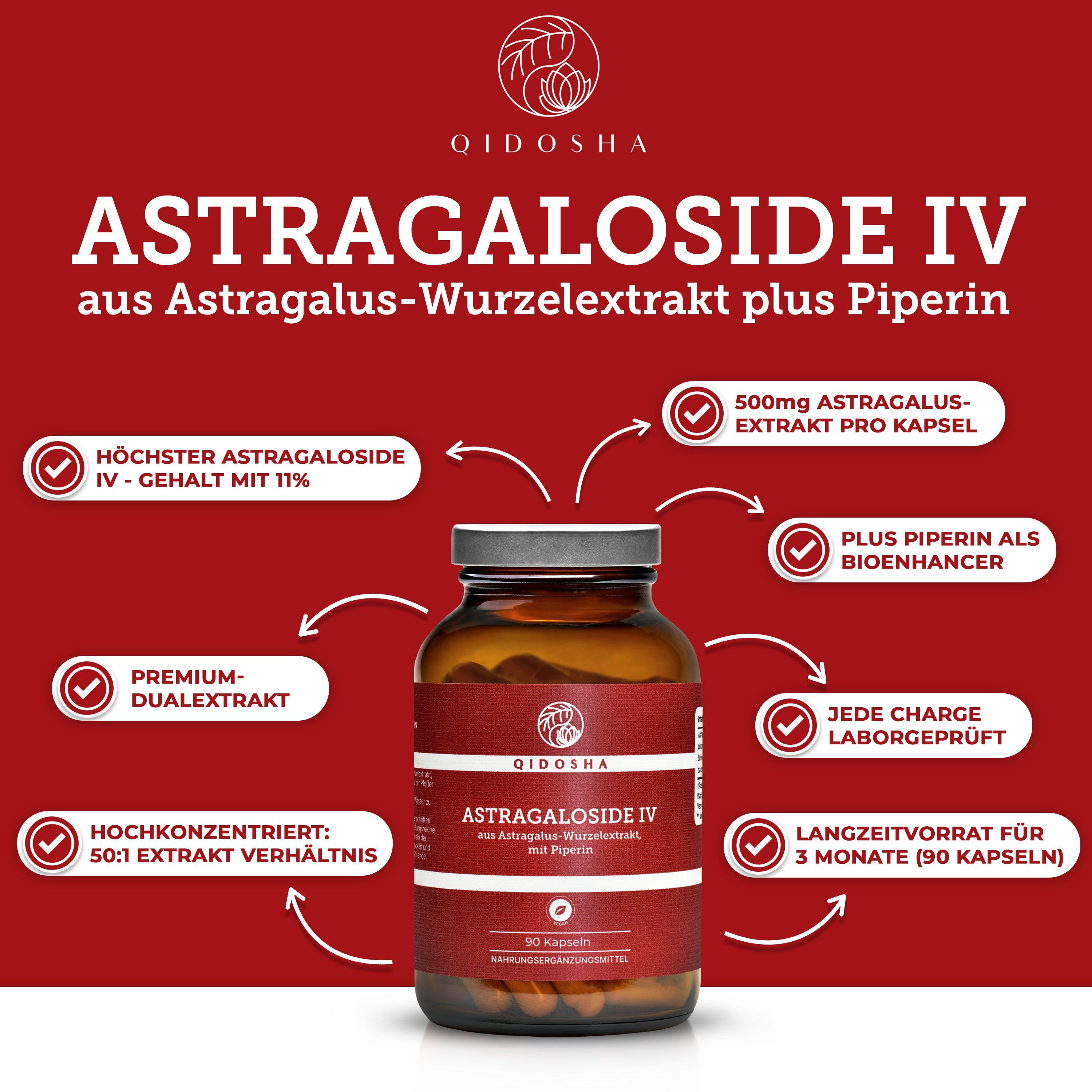QIDOSHA Astragalosid IV aus Astragalus-Wurzelextrakt plus Piperin