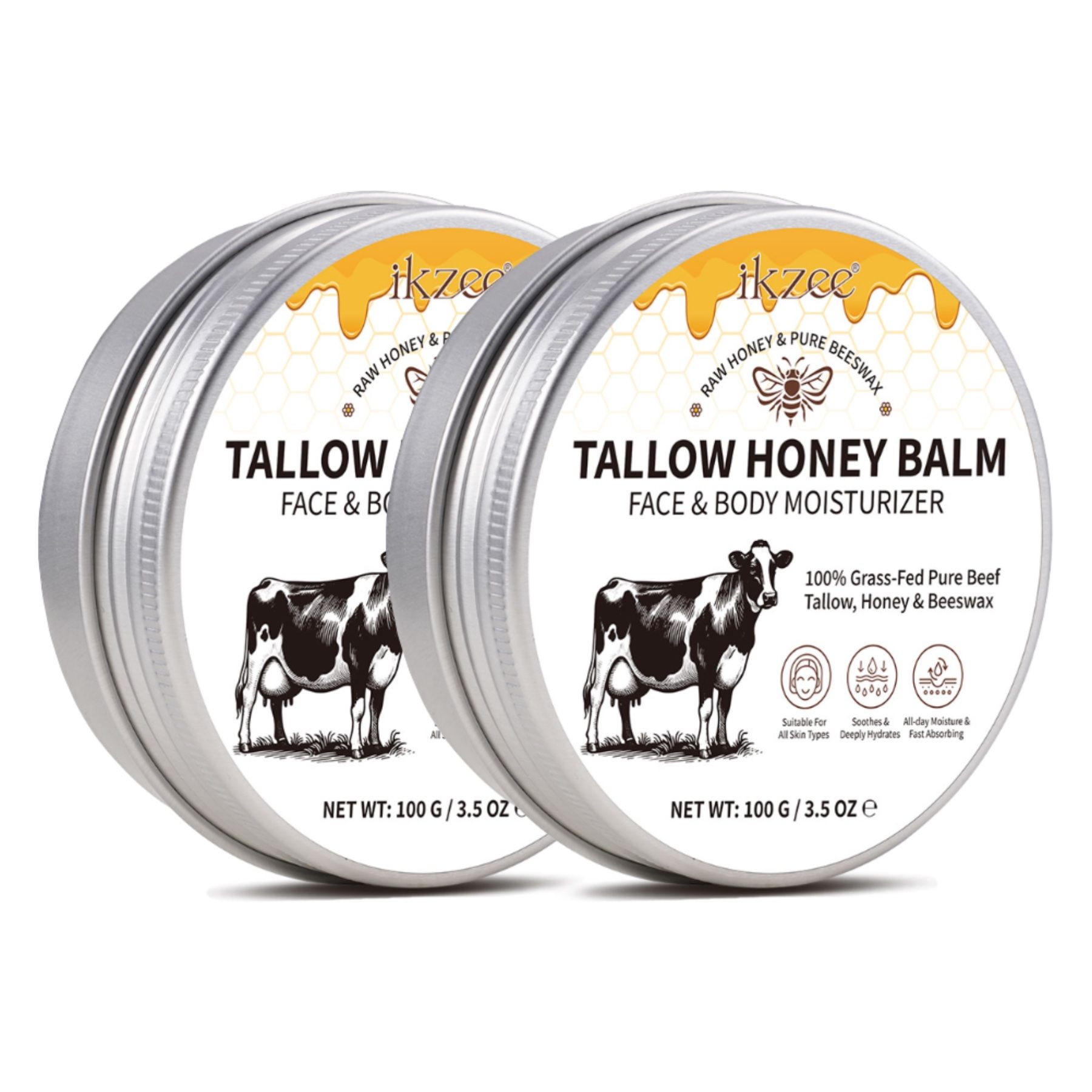 P-Beauty Rindertalg Honig Beef Tallow für Hautpflege 2x100 g Tagescreme