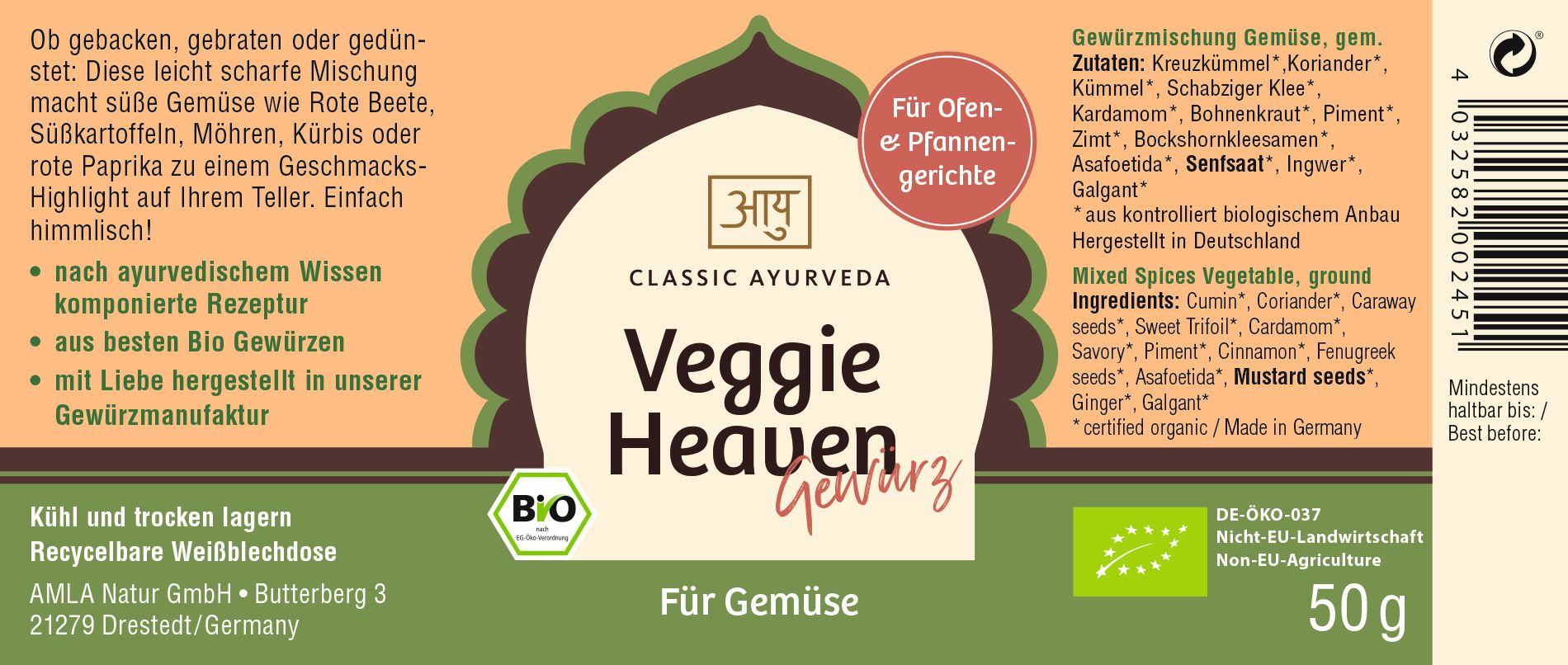 Classic Ayurveda - Veggie Heaven Gewürz 50 g