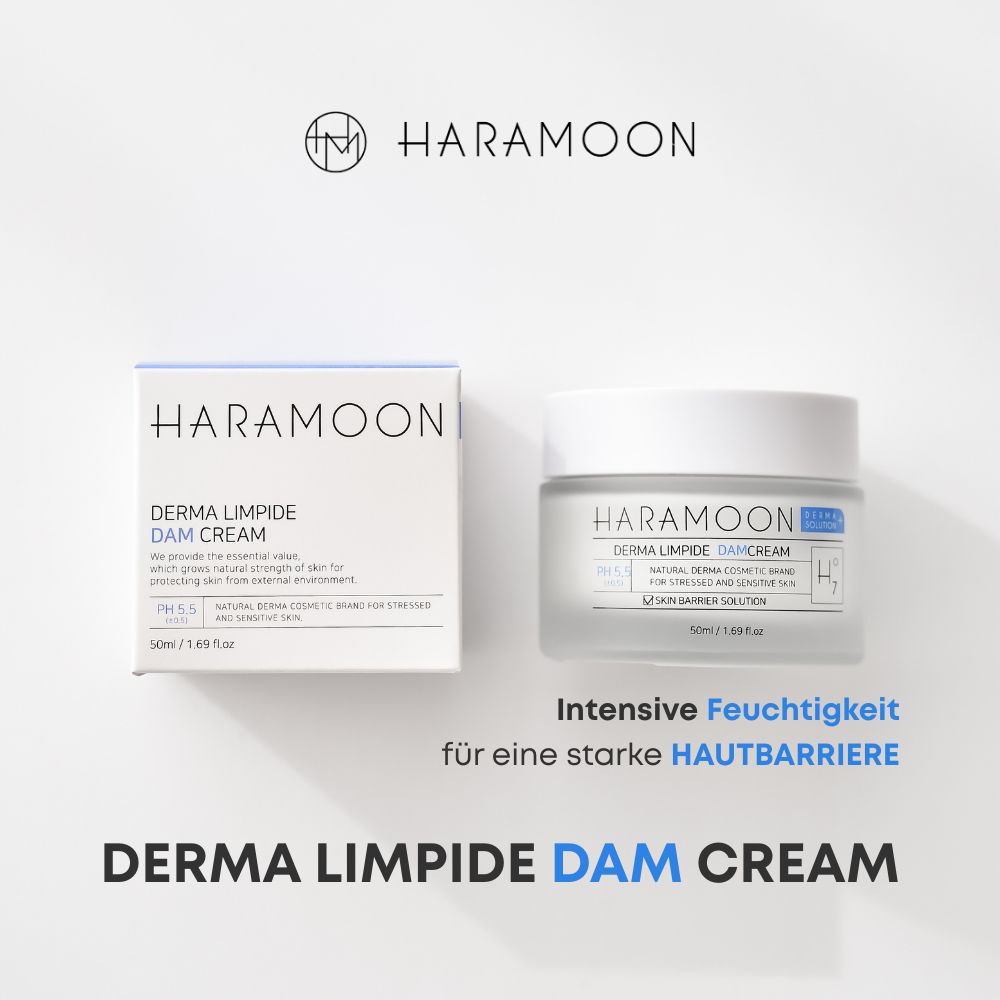 Produktverpackung und Creme-Glas. Beschriftet mit Produktnamen und HARAMOON-Logo.