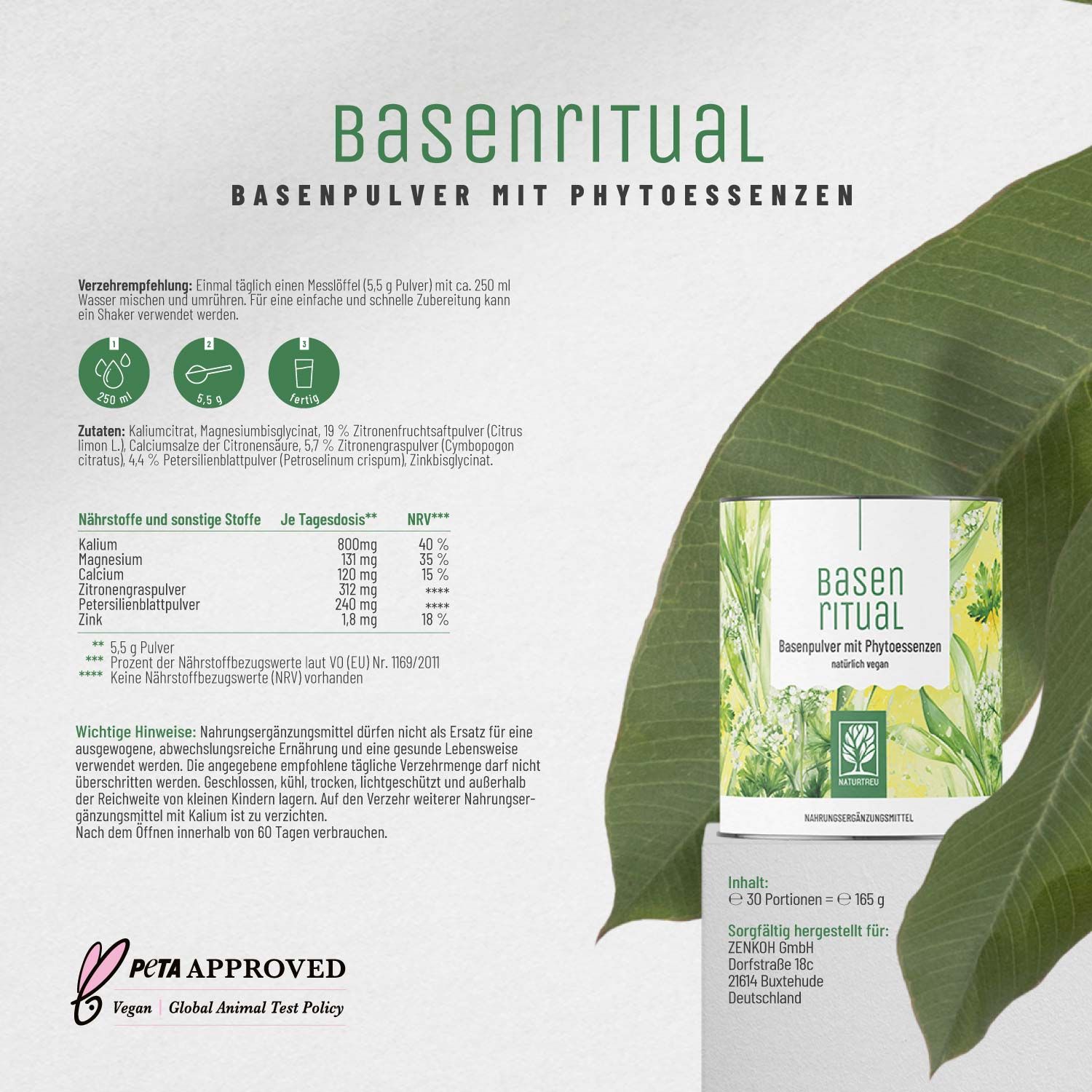 Basenpulver mit Phytoessenzen - Basenritual - NATURTREU®