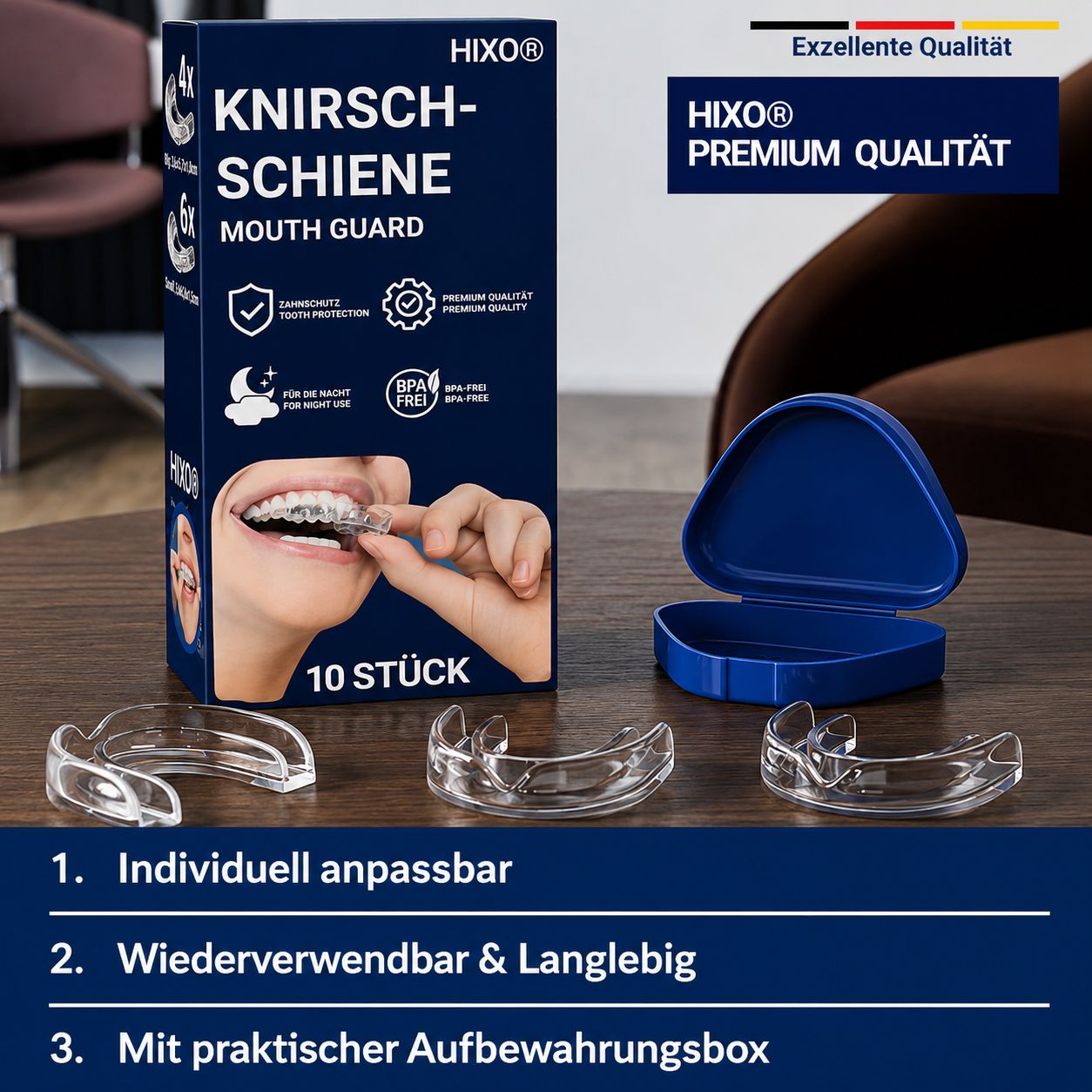 HIXO Knirscherschiene Aufbissschiene BPA-frei (Knirschschiene)