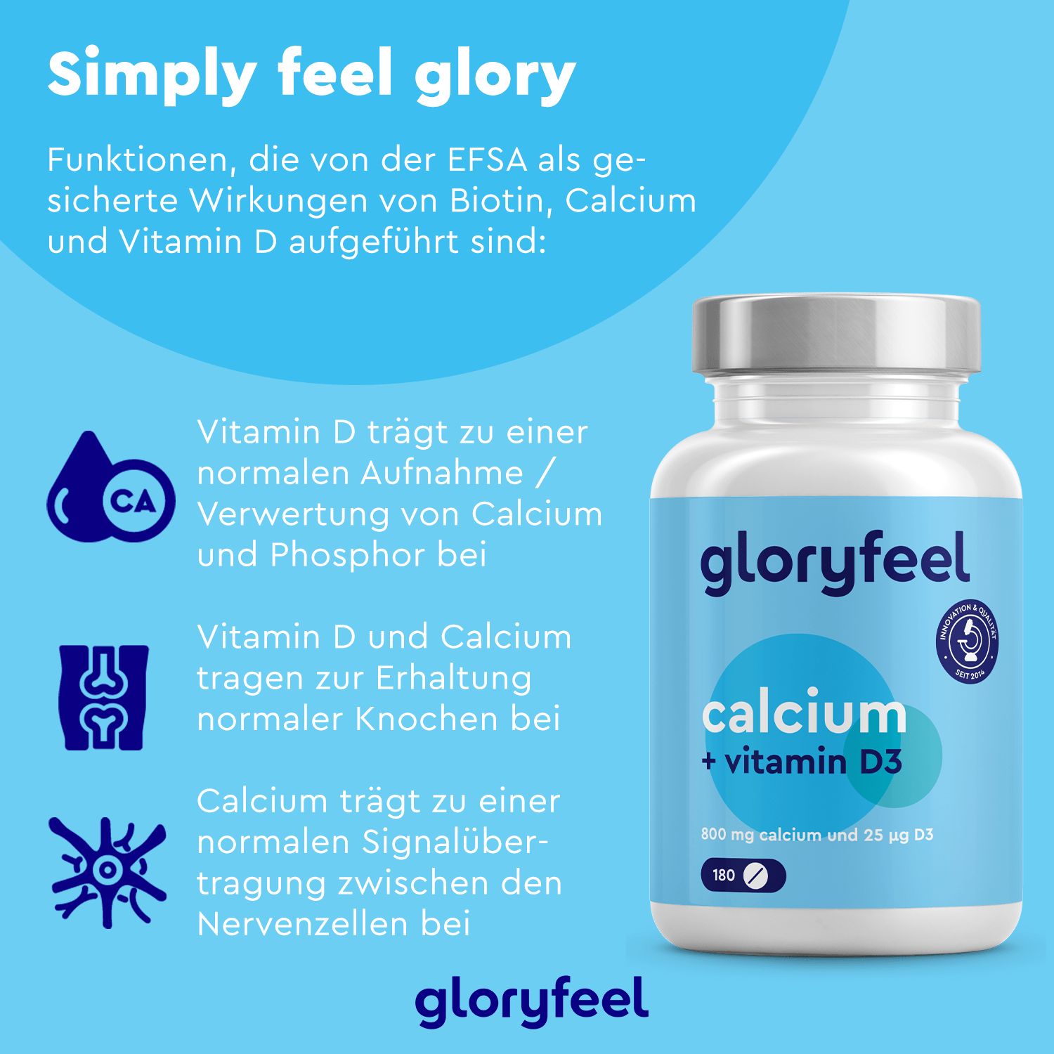 gloryfeel® Calcium 800 + Vitamin D3 1000 I.E.Tabletten