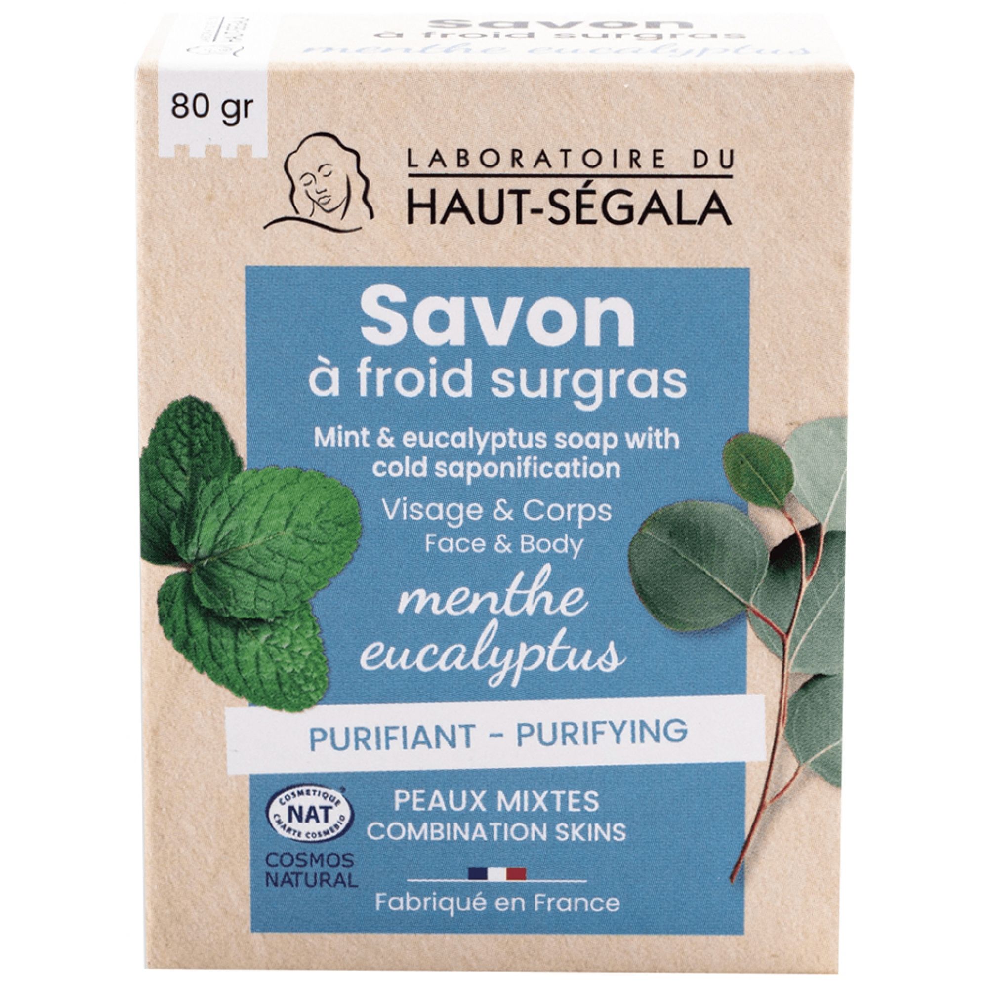 Laboratoire du Haut-Ségala Kalt-Seife Surgras Minze Eukalyptus 5,8x2,9x7,5 cm