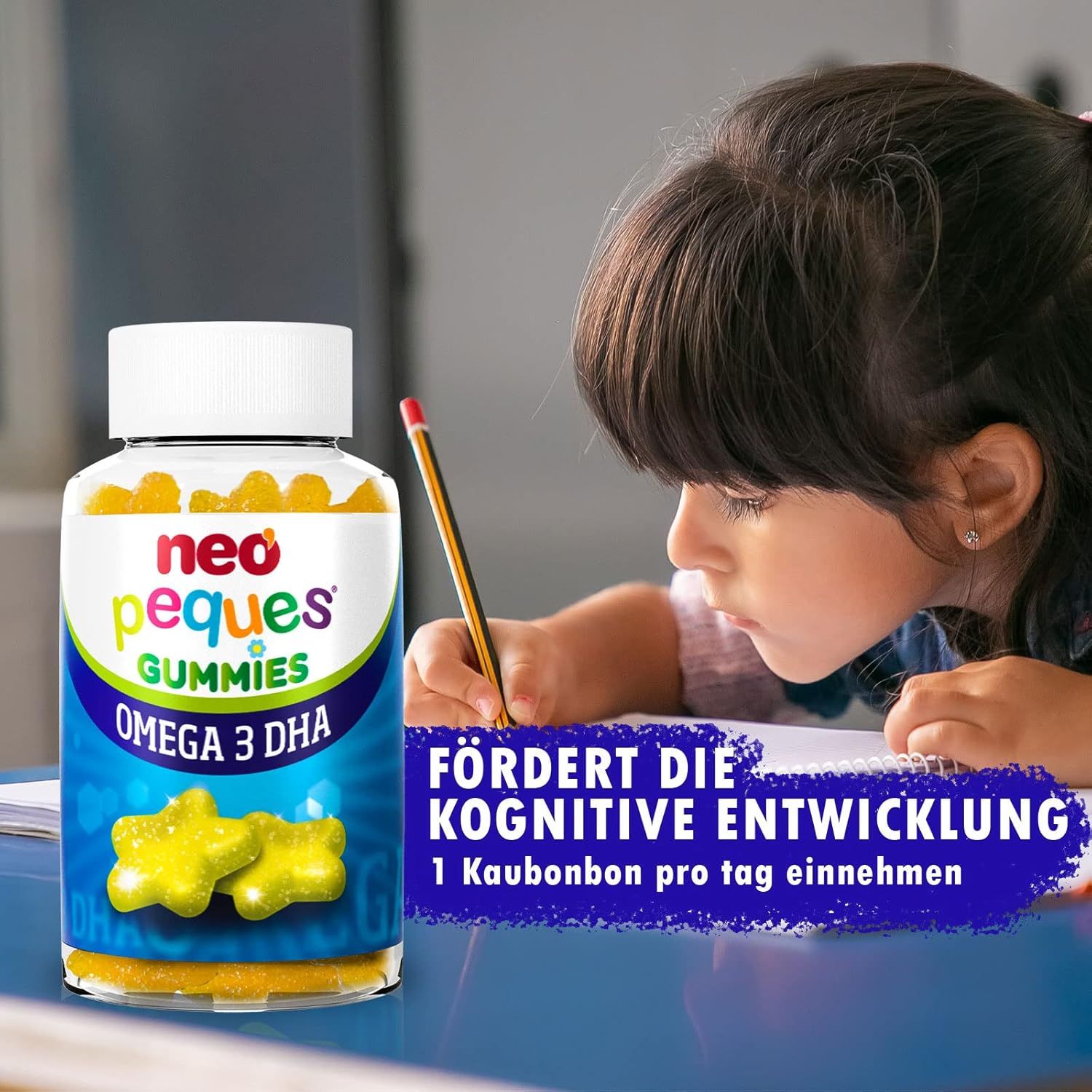 NEO PEQUES Omega‑3 DHA Gummibärchen Zitrone, 30 Stk.