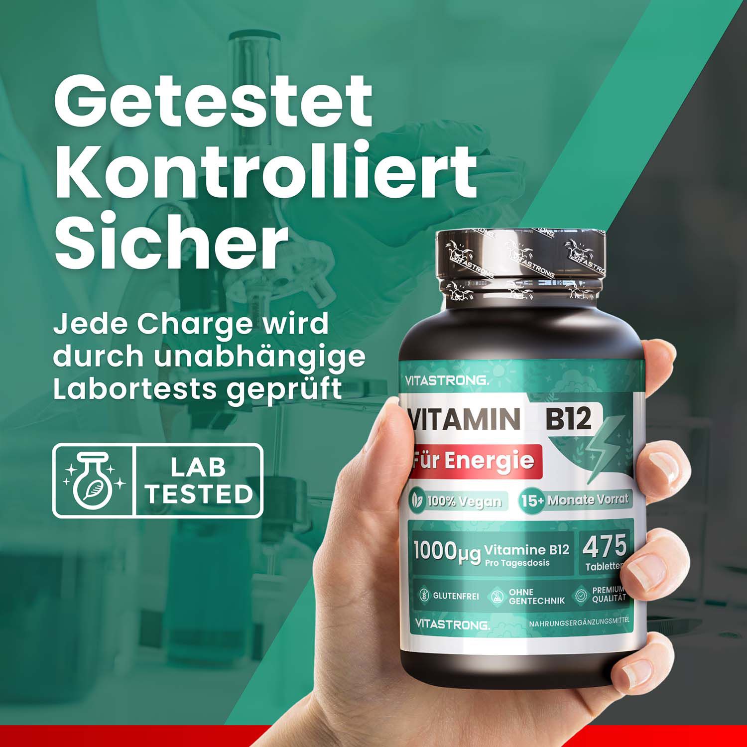 Vitastrong Vitamina B12 & Complesso di Magnesio 5-in-1 – Energia quotidiana e assorbimento ottimale
