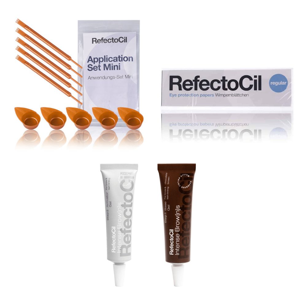 RefectoCil Base Gel Schokobraun & Activator Wimpernblättchen Mini-Anwendungs Set 15 ml Creme