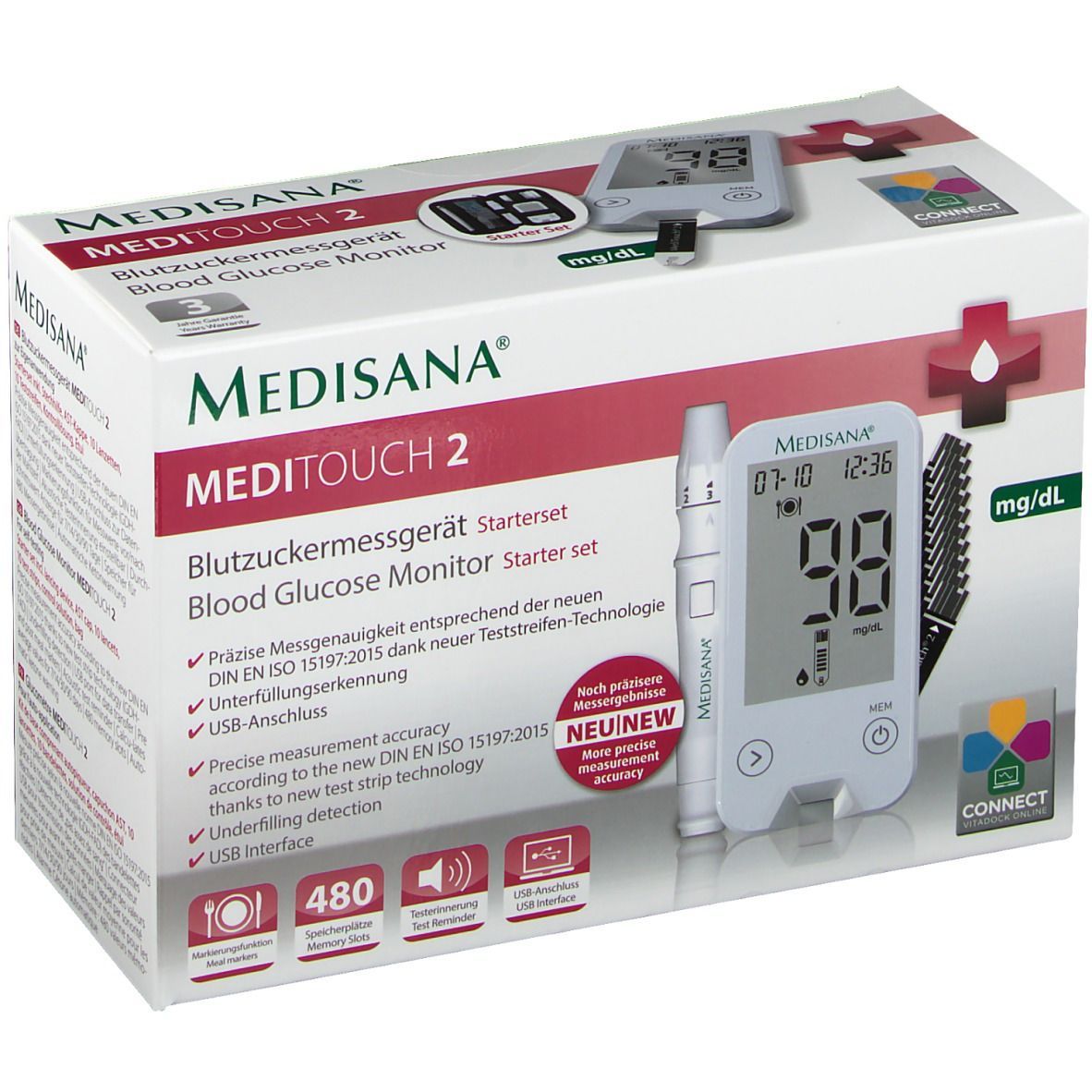 medisana MediTouch 2 Blutzuckermessgerät mg/dL