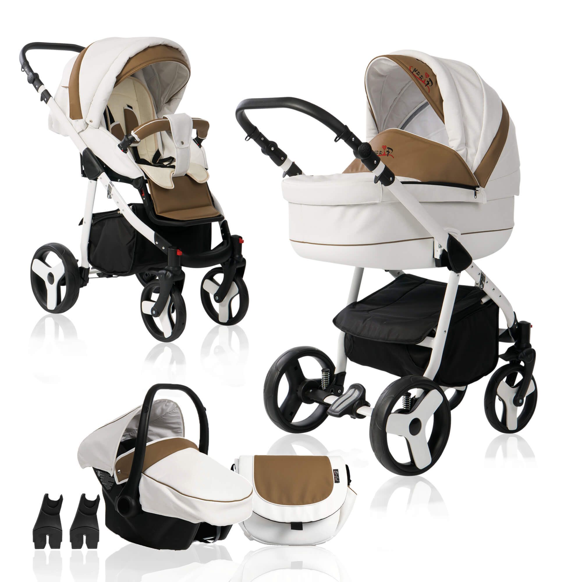 Bebebi Fizzy 3 in 1 Kinderwagen Set Hartgummireifen, Coffee