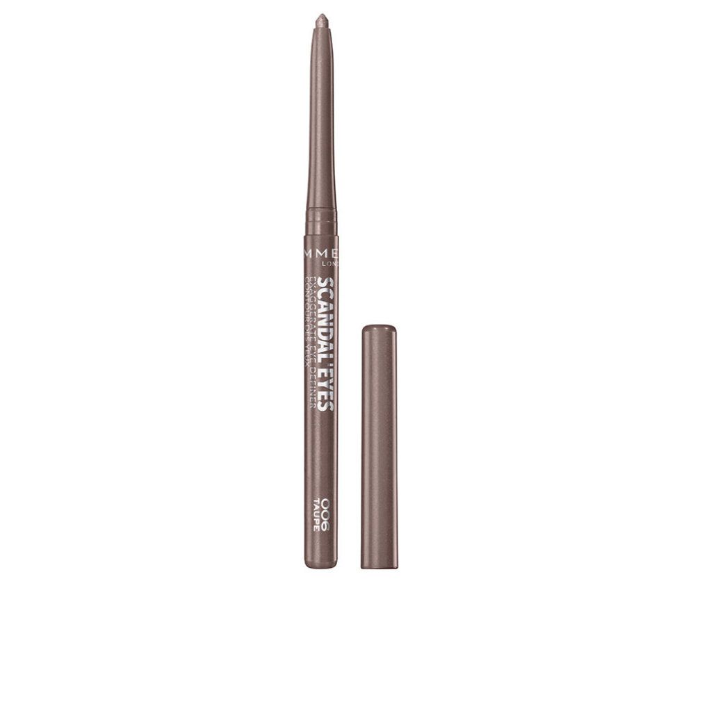 Automatischer Eyeliner, Farbe Taupe. Mit Deckel. Aufschrift: Rimmel London Scandaleyes.