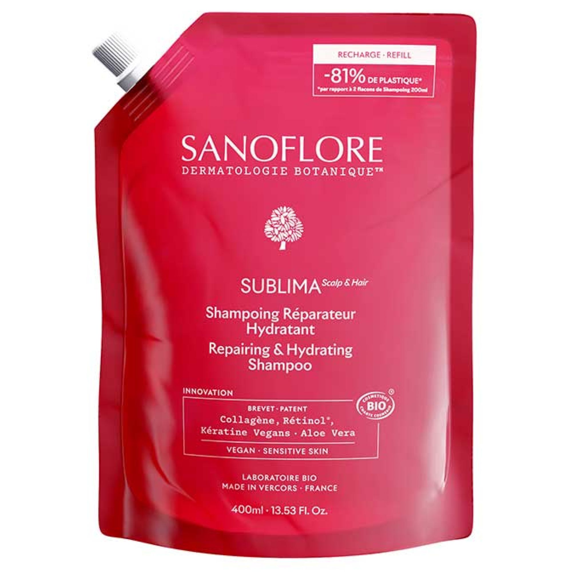 Sanoflore Sublima Hydrating Bio Repair Shampoo Eco-Recharge 15x7x22 cm