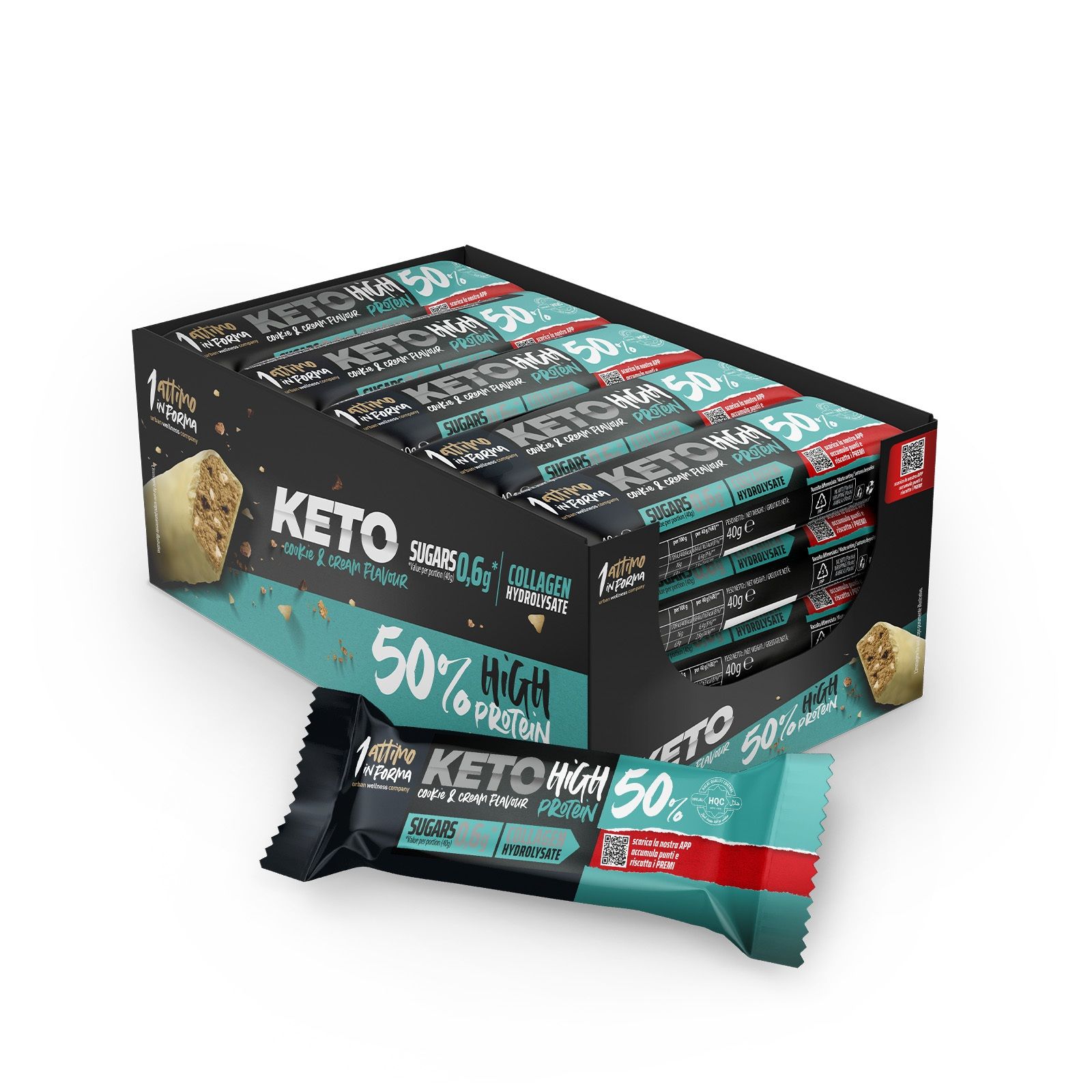 Un Attimo In Forma Srl Crema/Grano Barretta Proteica Keto High Protein 50% Cacao, 40G - Immagine 5