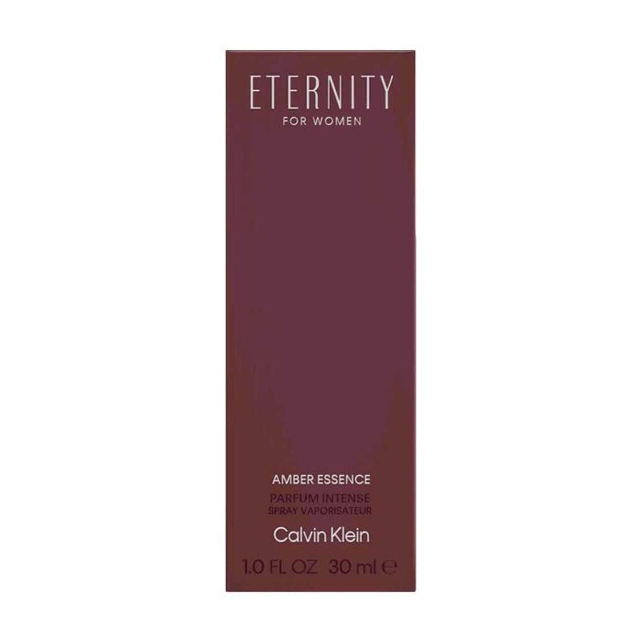 Verpackung mit Aufschrift "Eternity for Women" und "Amber Essence". Marke Calvin Klein. 30 ml.