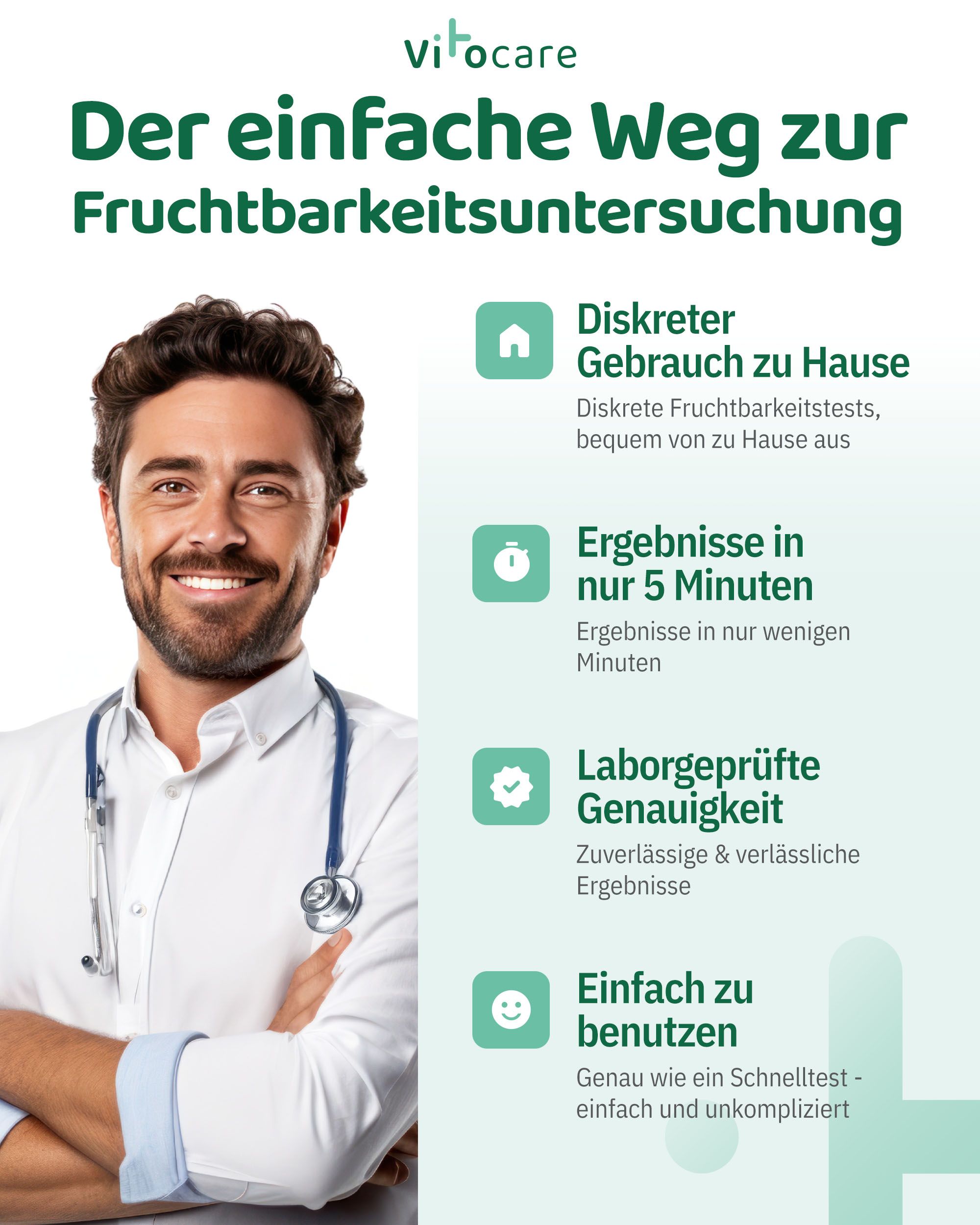 VITOCARE Fruchtbarkeitstest Sperma Test für Männer zu Hause