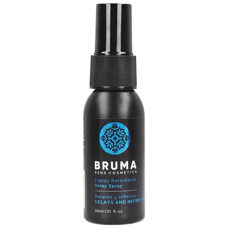 Schwarze Sprühflasche mit blauem Emblem und Text. Enthält 30ml.