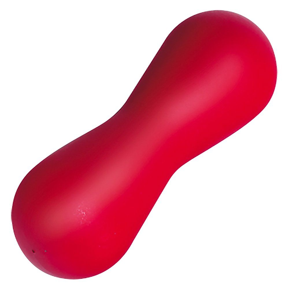 Roter Handtrainer in Erdnussform.