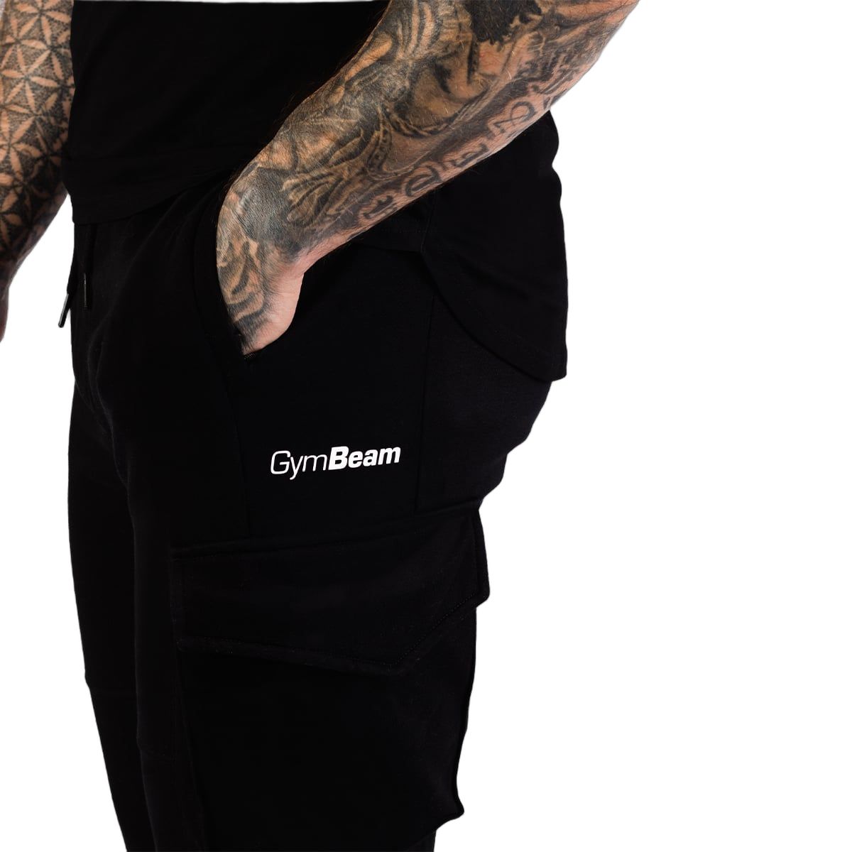 GymBeam Jogginghose Herren Slim Fit mit Kordelzug in Black