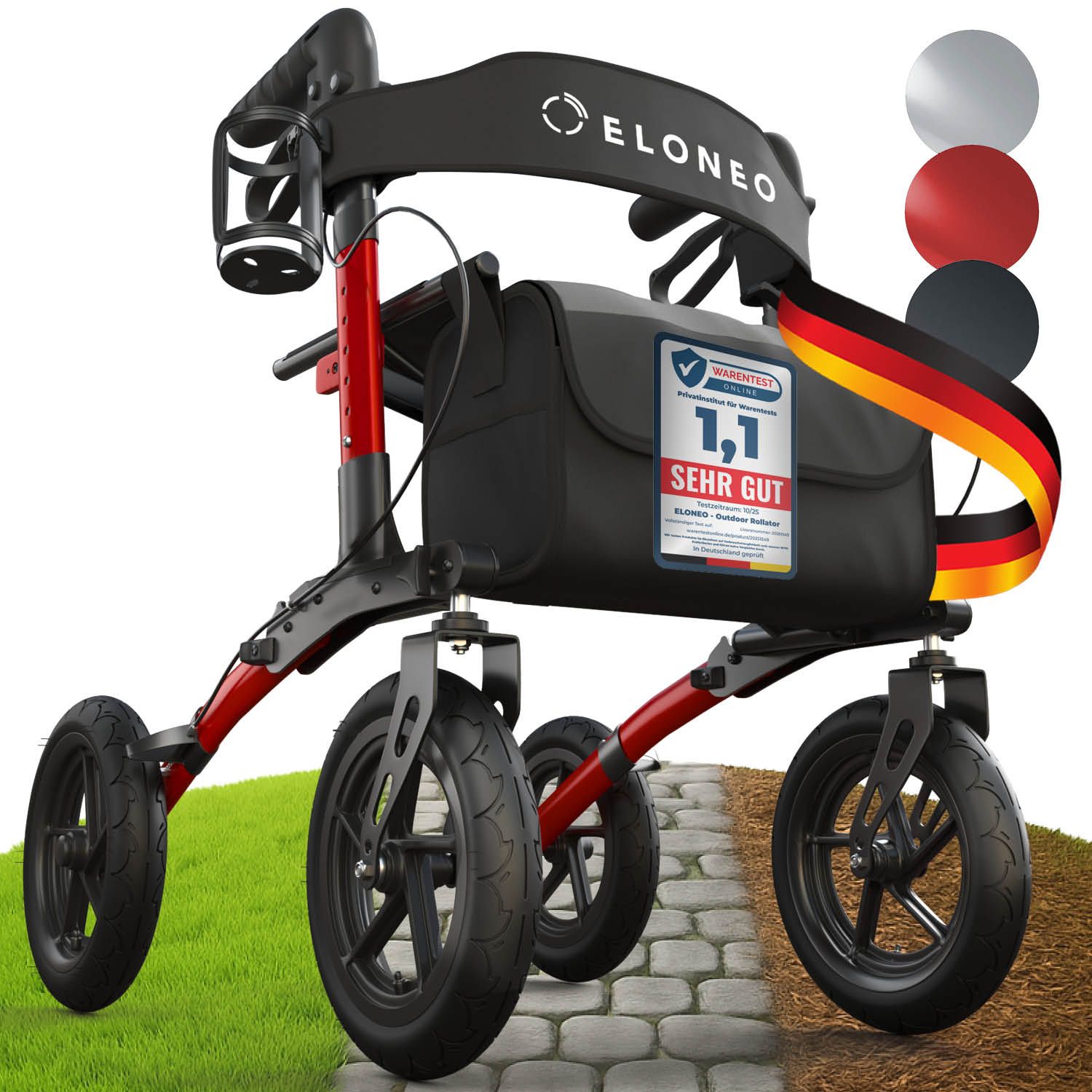 ELONEO Outdoor Rollator mit Luftbereifung