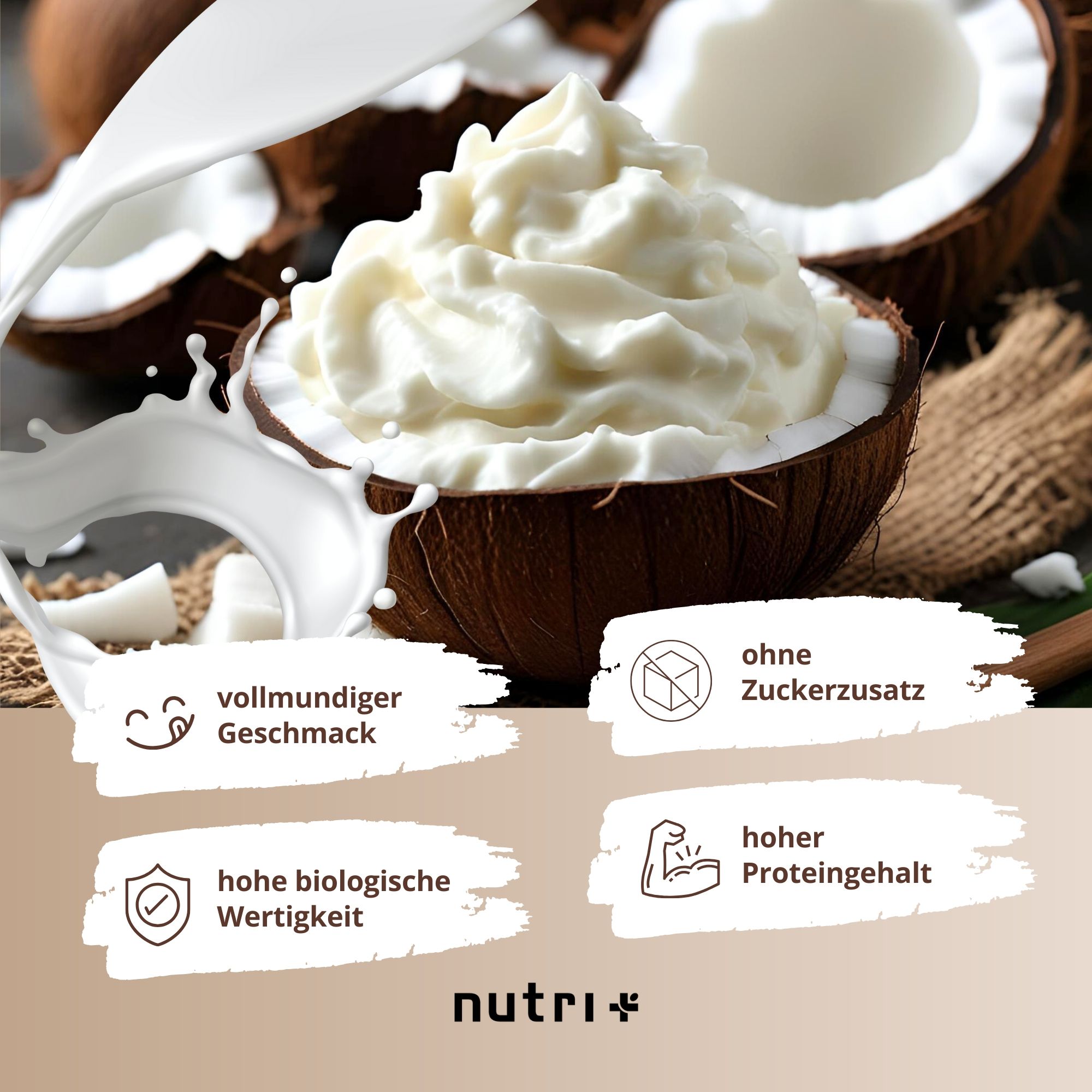 nutri+ 6K Eiweißpulver 1kg - Protein Shake ohne Whey