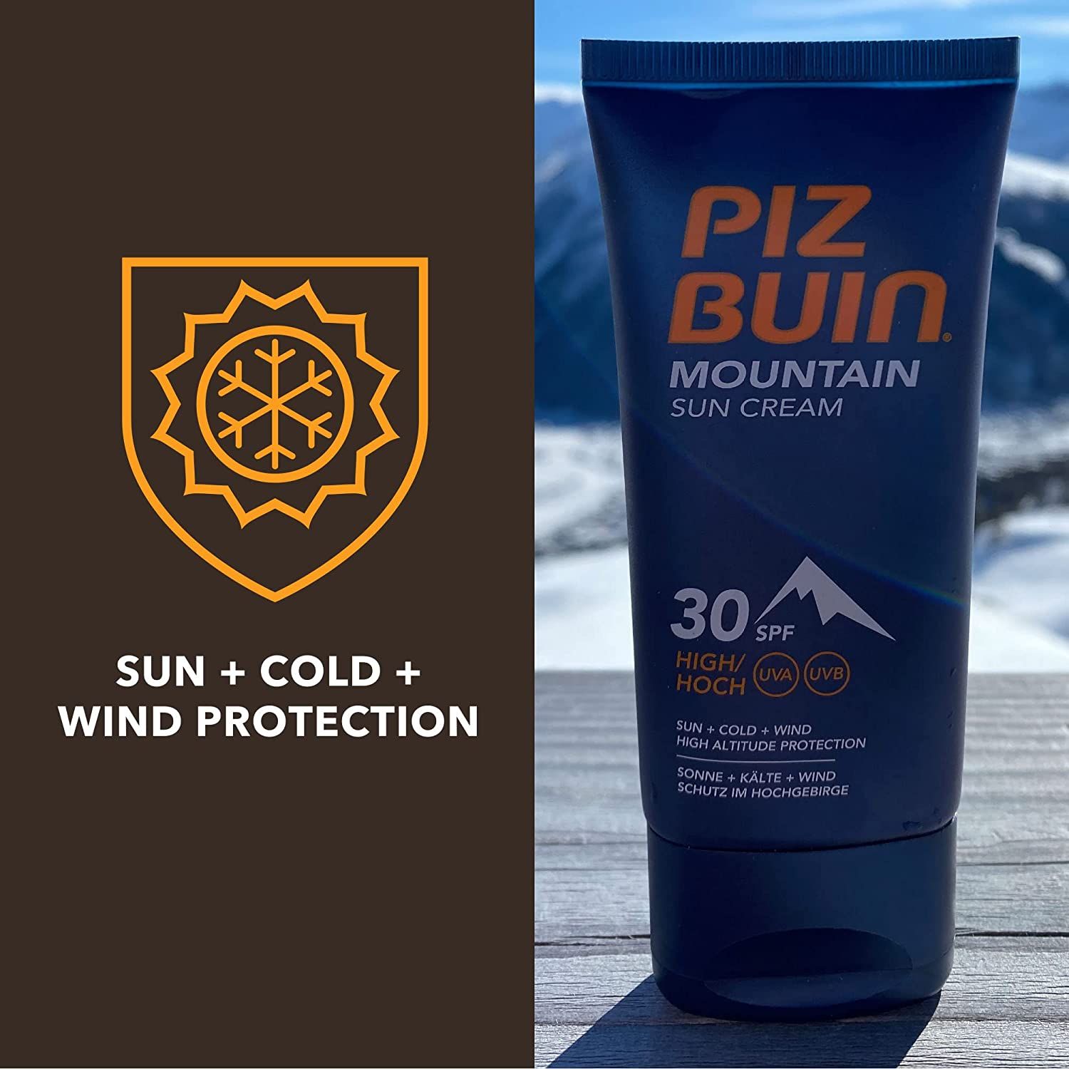 Piz Buin Mountain Sonnencreme und Lippenpflege mit LSF 50+