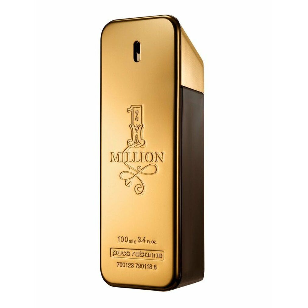 Goldfarbener Flakon mit "1 MILLION" Aufdruck. "paco rabanne" und 100ml.