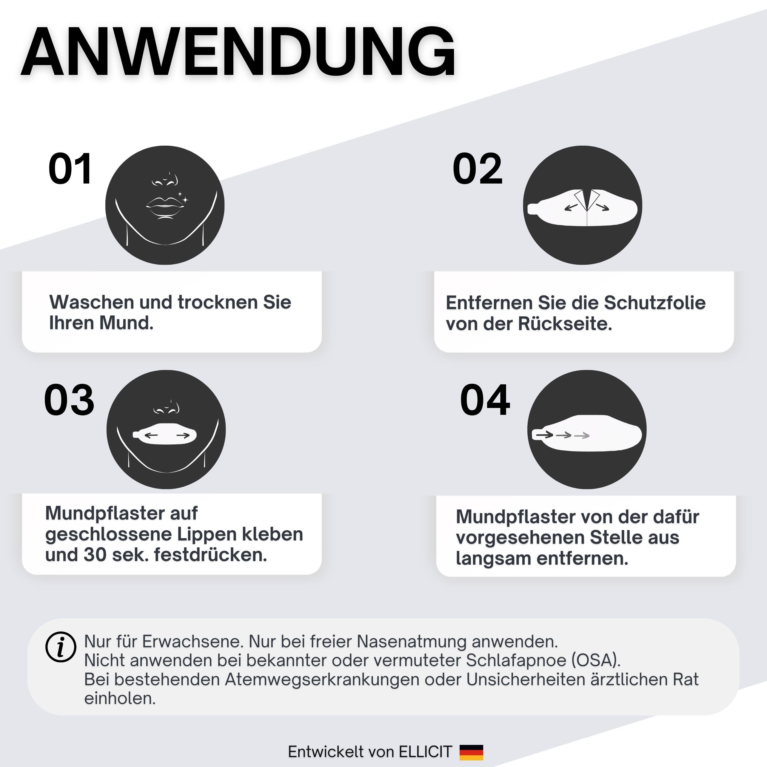 ELLICIT® Mundpflaster Schwarz, Universalgröße